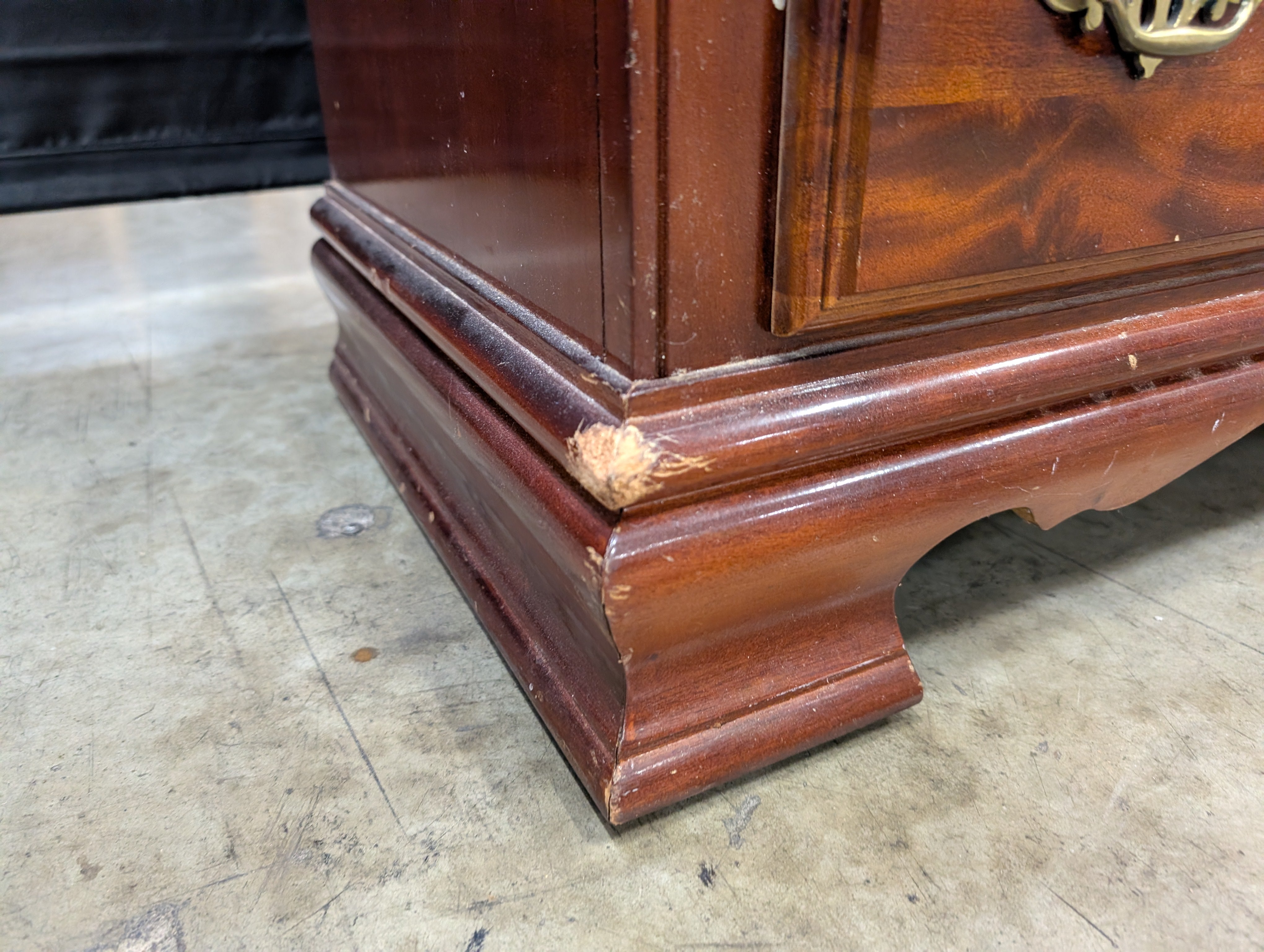 Classic Cherry Finish Tall Chest of Drawers with Brass Hardware