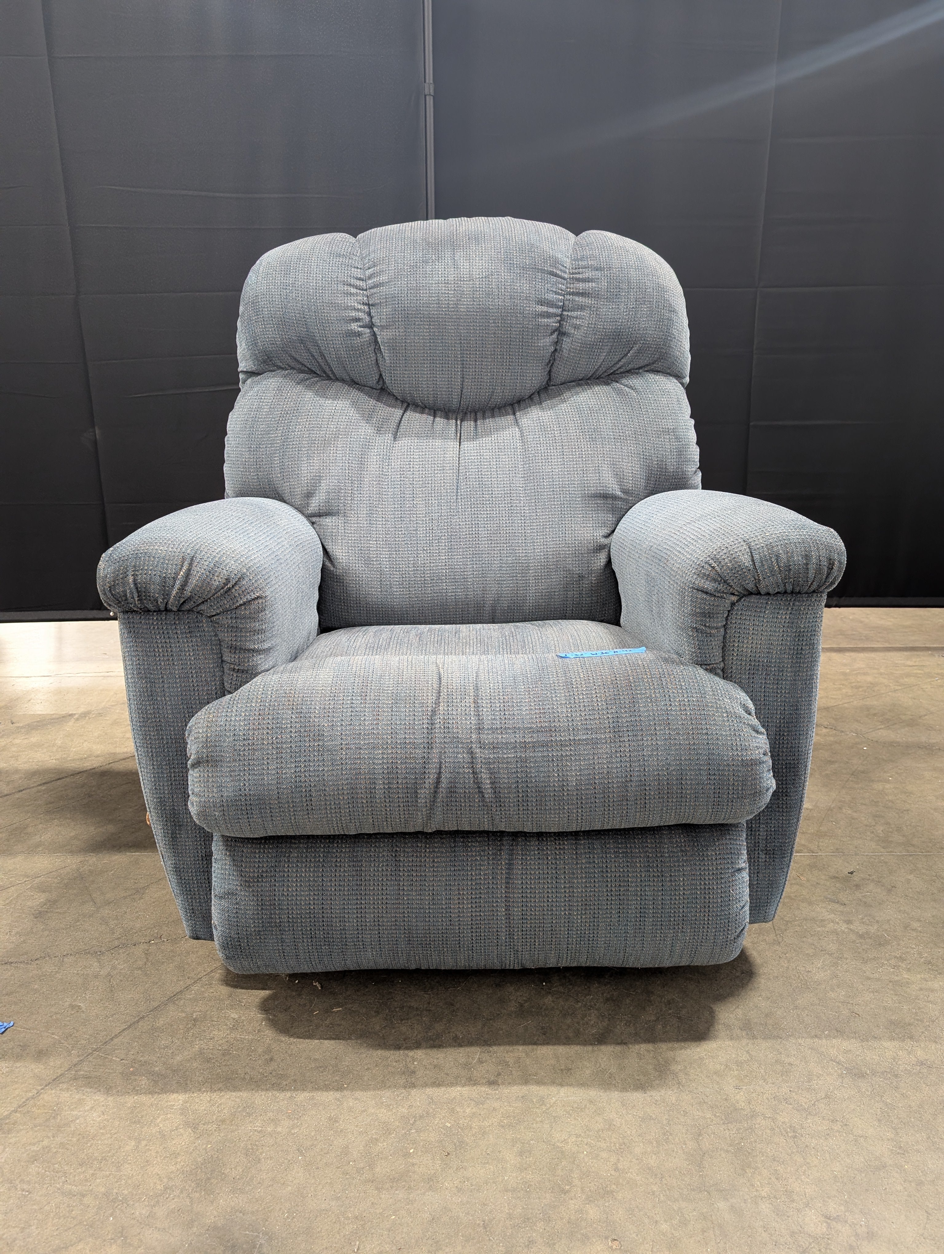 Overstuffed LaZboy Slate Blue Swivel Recliner in Fabric