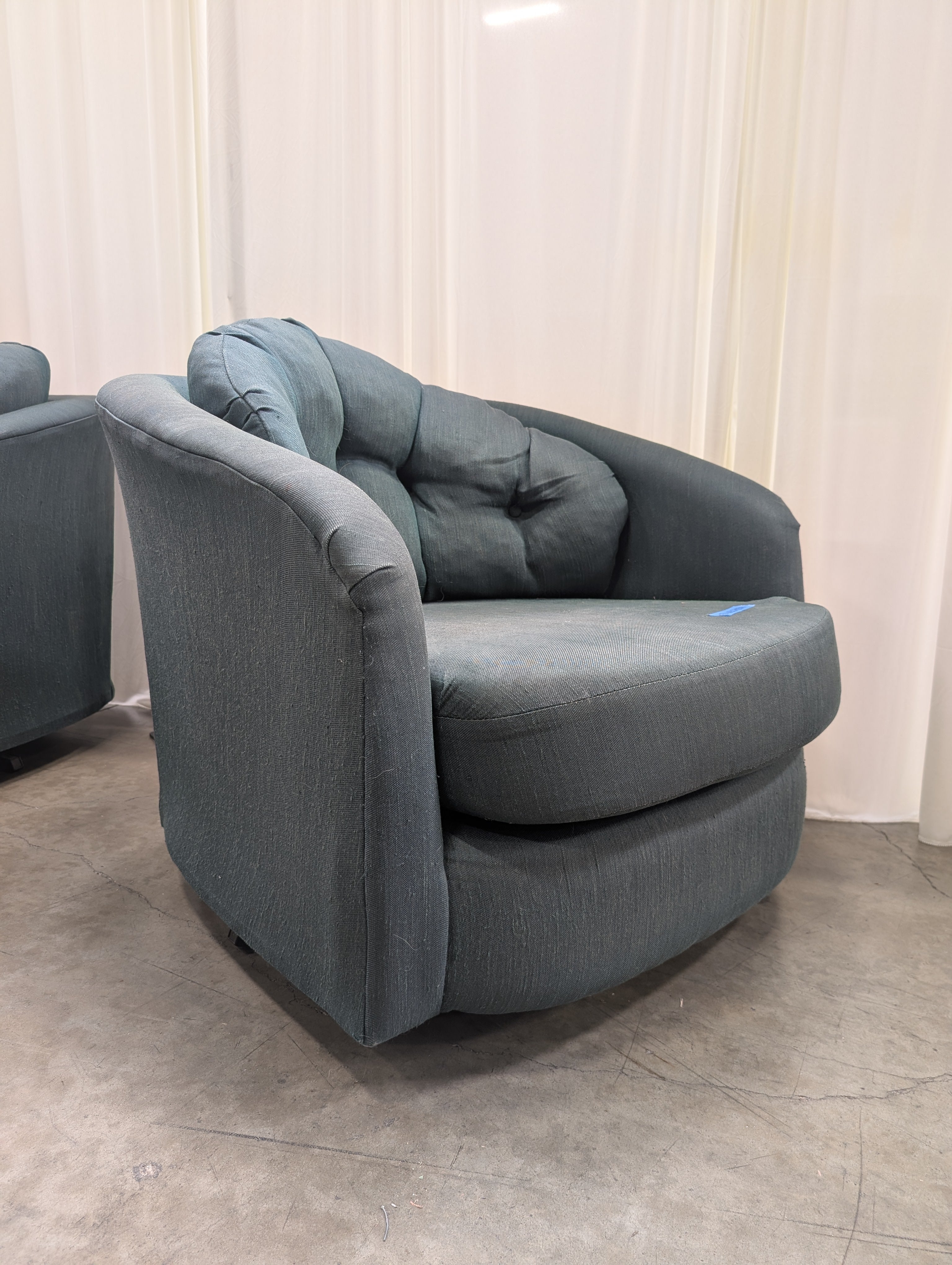 Sage Green Textured Fabric Barrel Chair