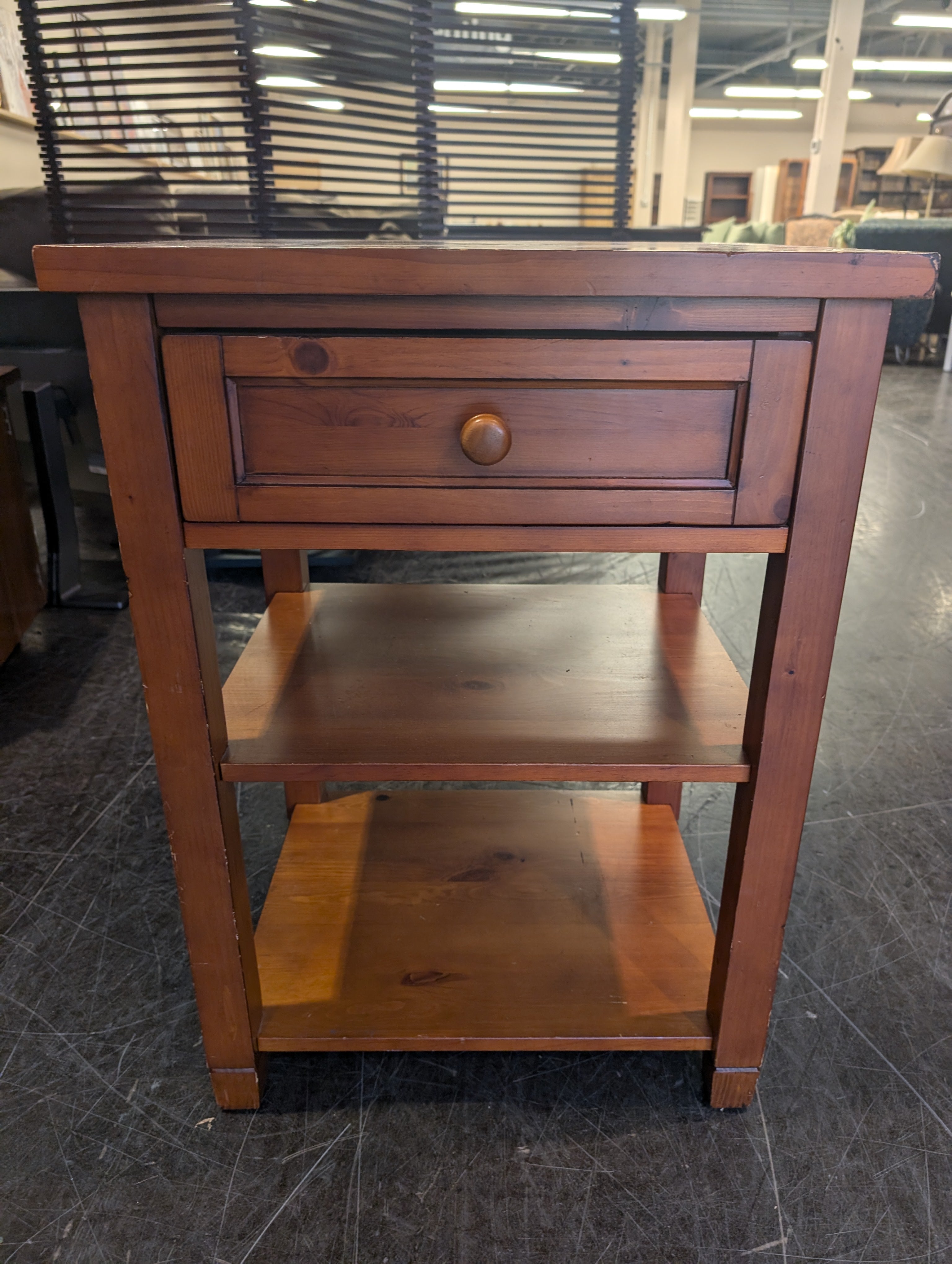 Rustic Wood Nightstand with Drawer and Shelf