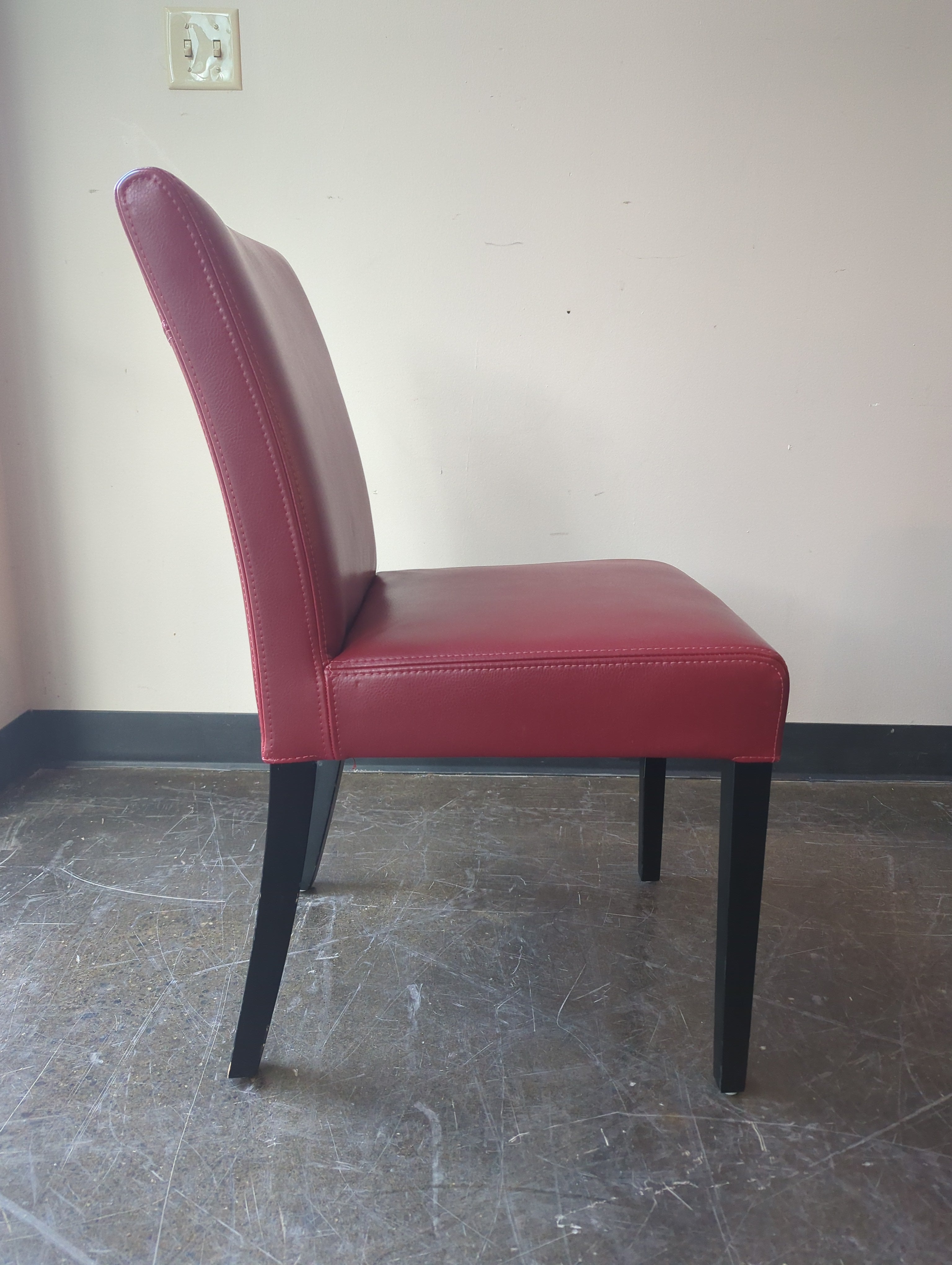 Vibrant Red Leather Dining Chair