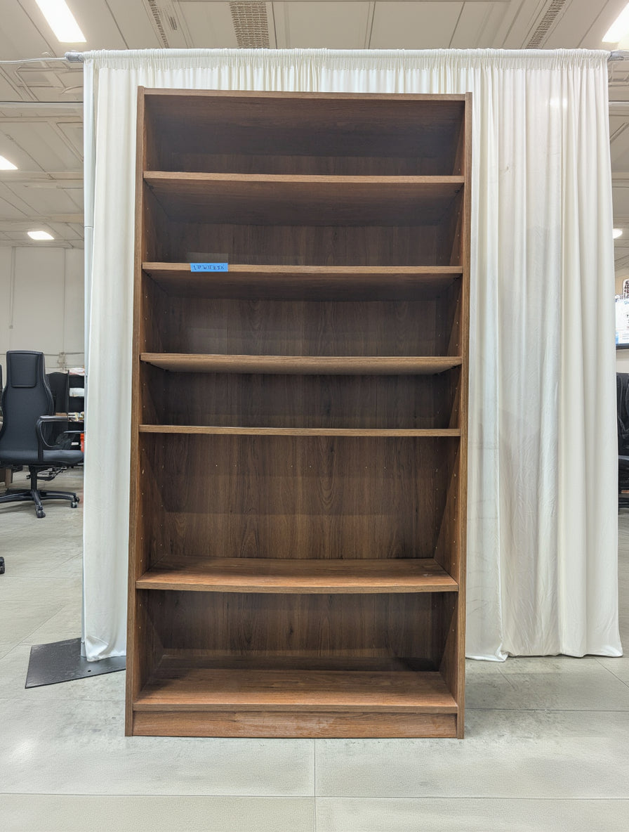 Six-Shelf Laminate Bookcase in Brown Wood