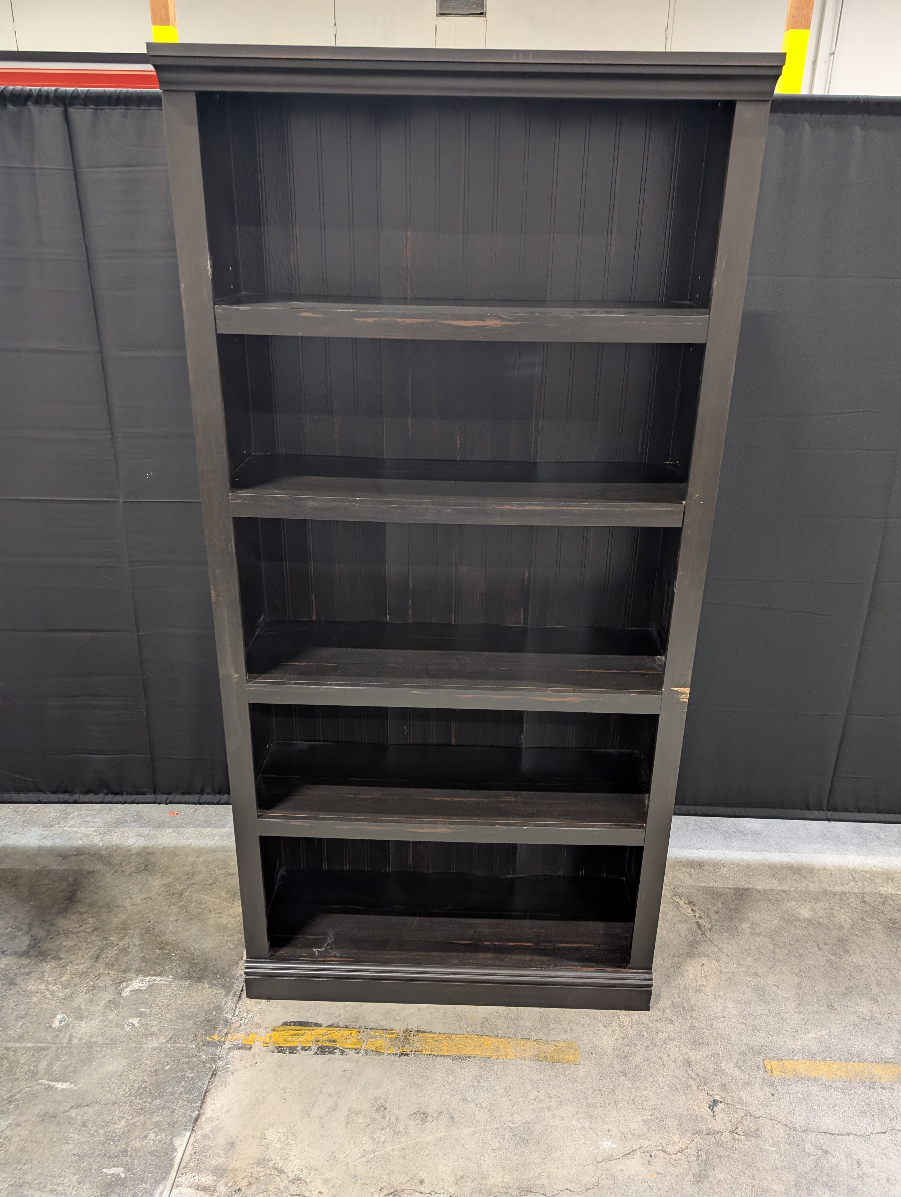 Tall Dark Wood Finish Multi-Shelf Bookcase Storage Unit
