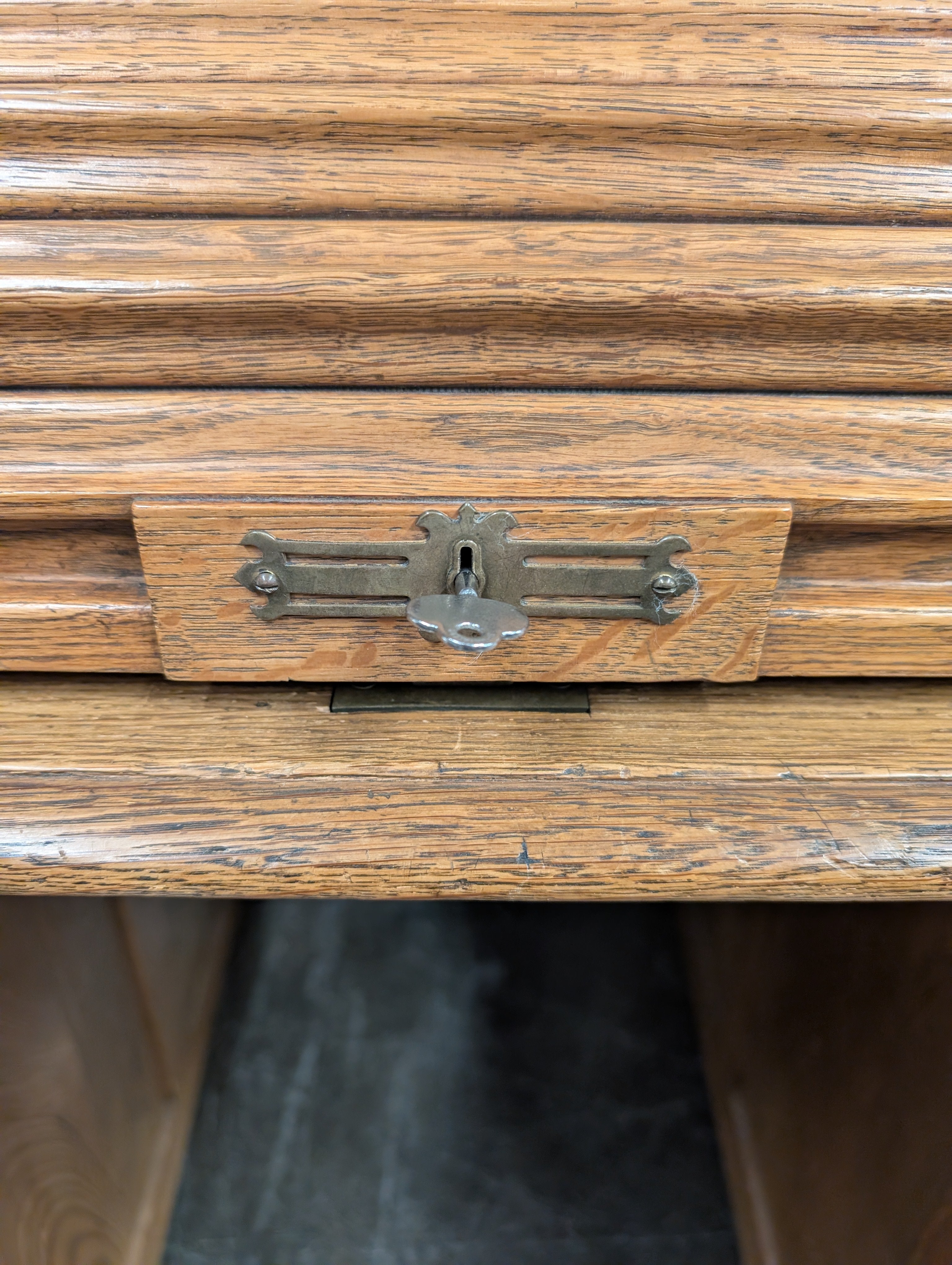 Vintage Oak Wood Roll Up Secretary Desk