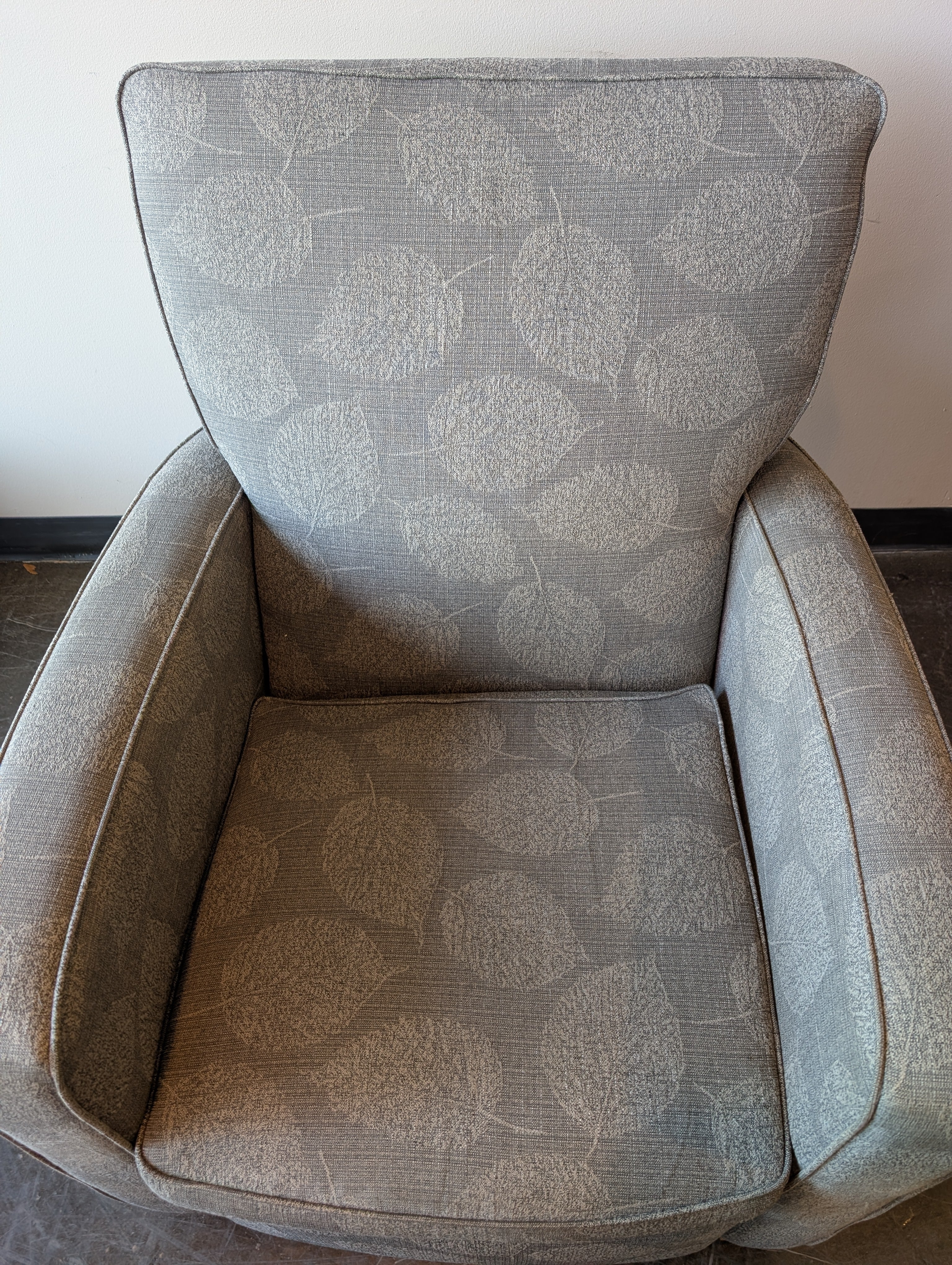 Pair of Contemporary Grey Fabric Accent Chair with Foliage Design