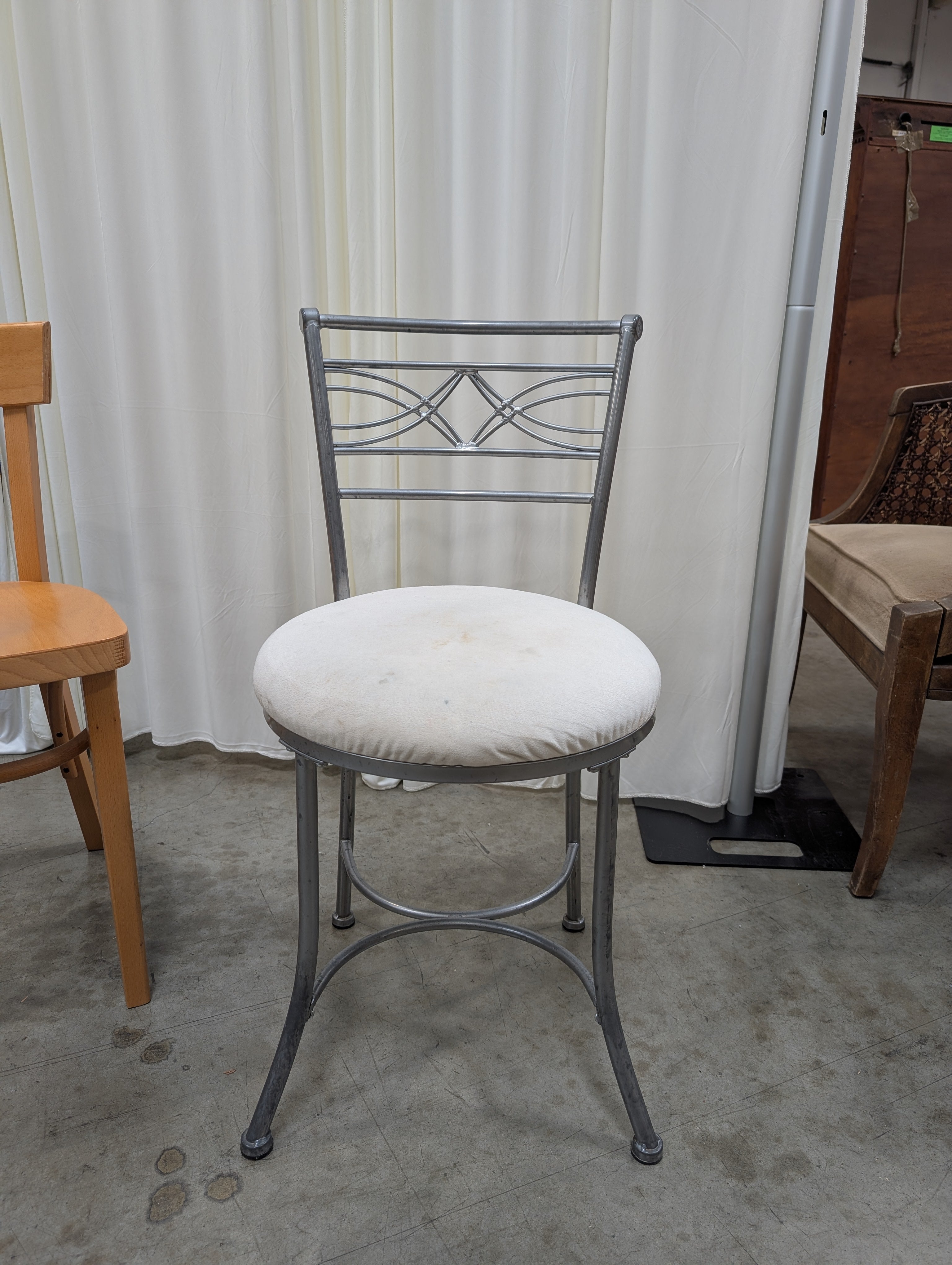 Contemporary Metal Frame Accent Stool with Padded Seat