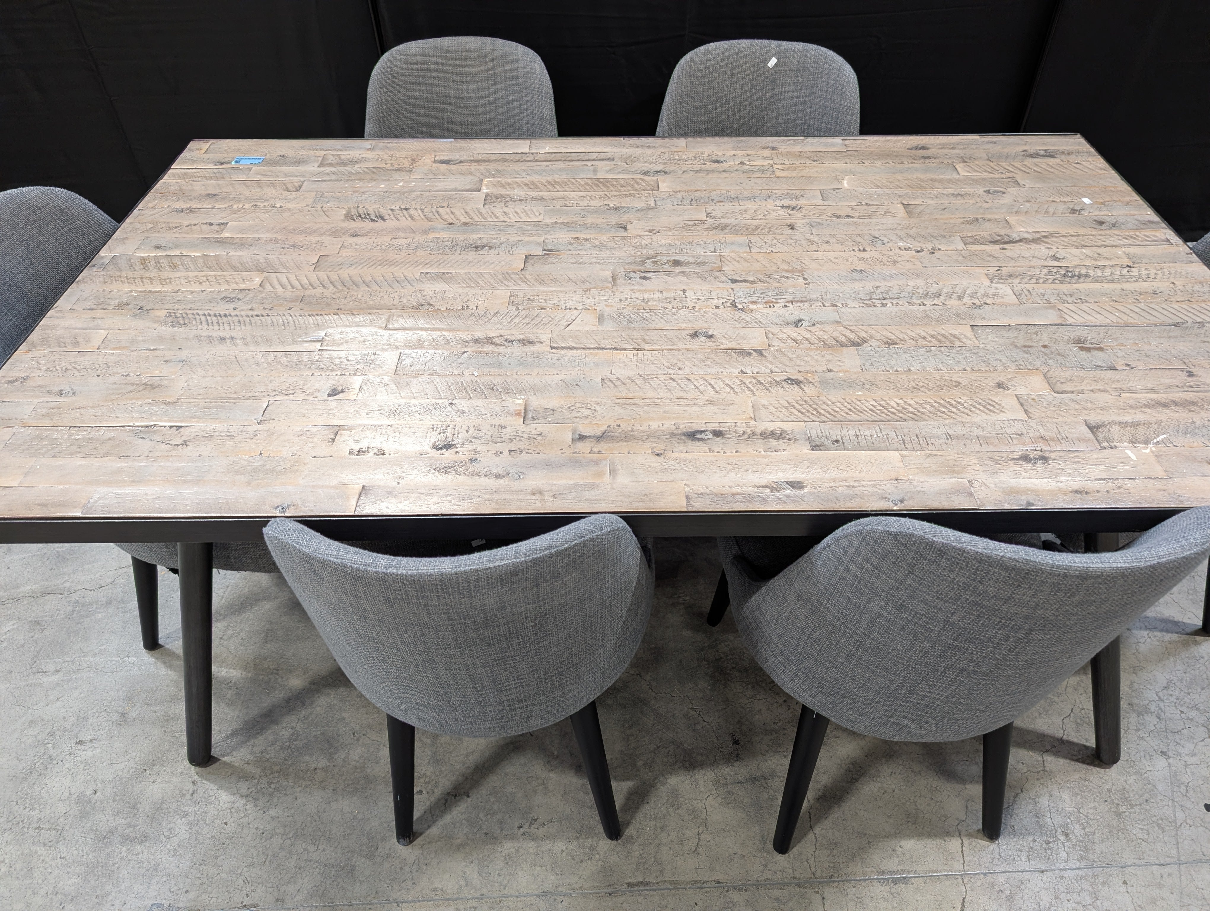 Industrial Style Rectangular Dining Conference Table with Six Chairs