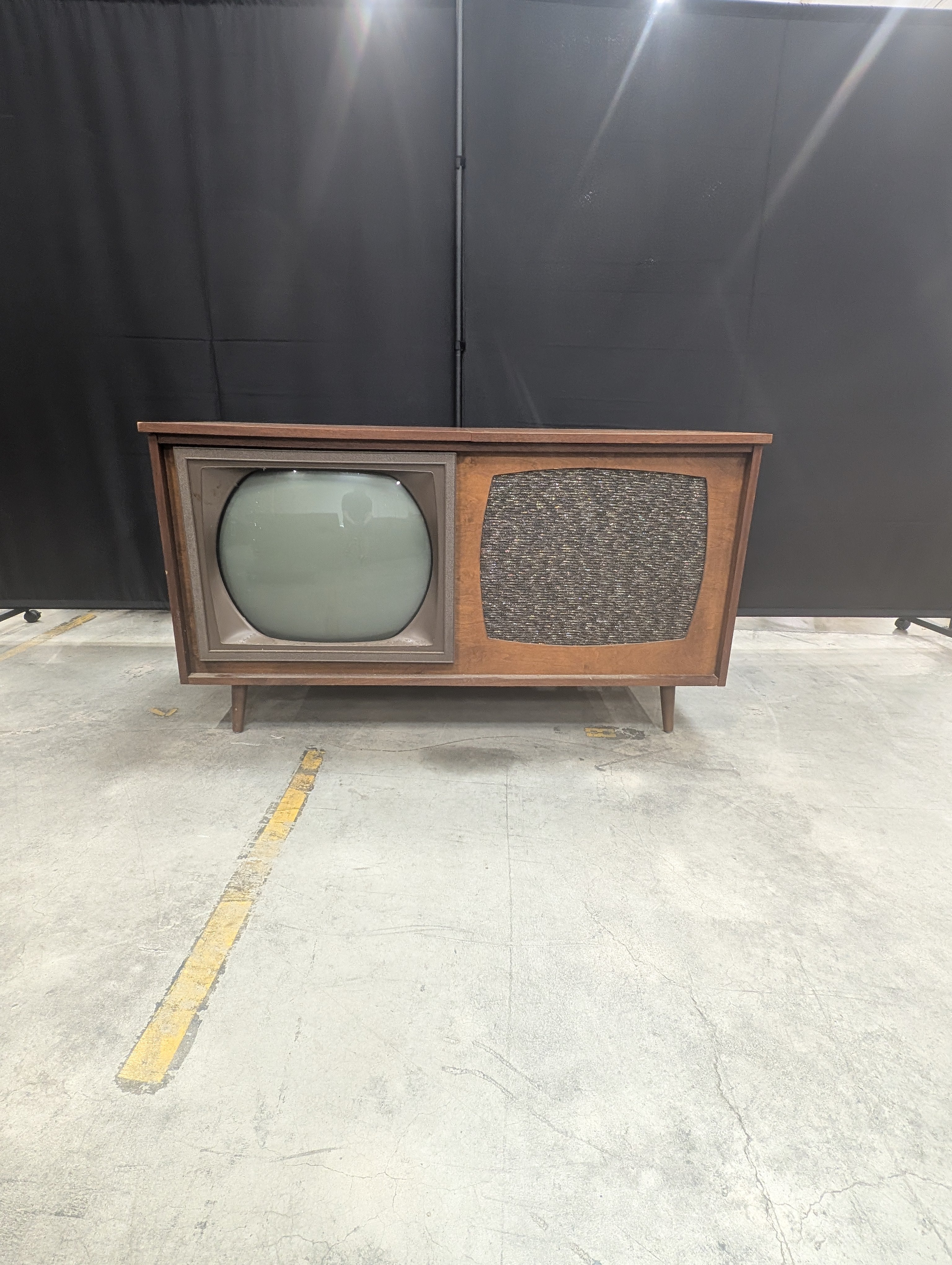 Vintage High Fidelity Wood Console Television and Record Player