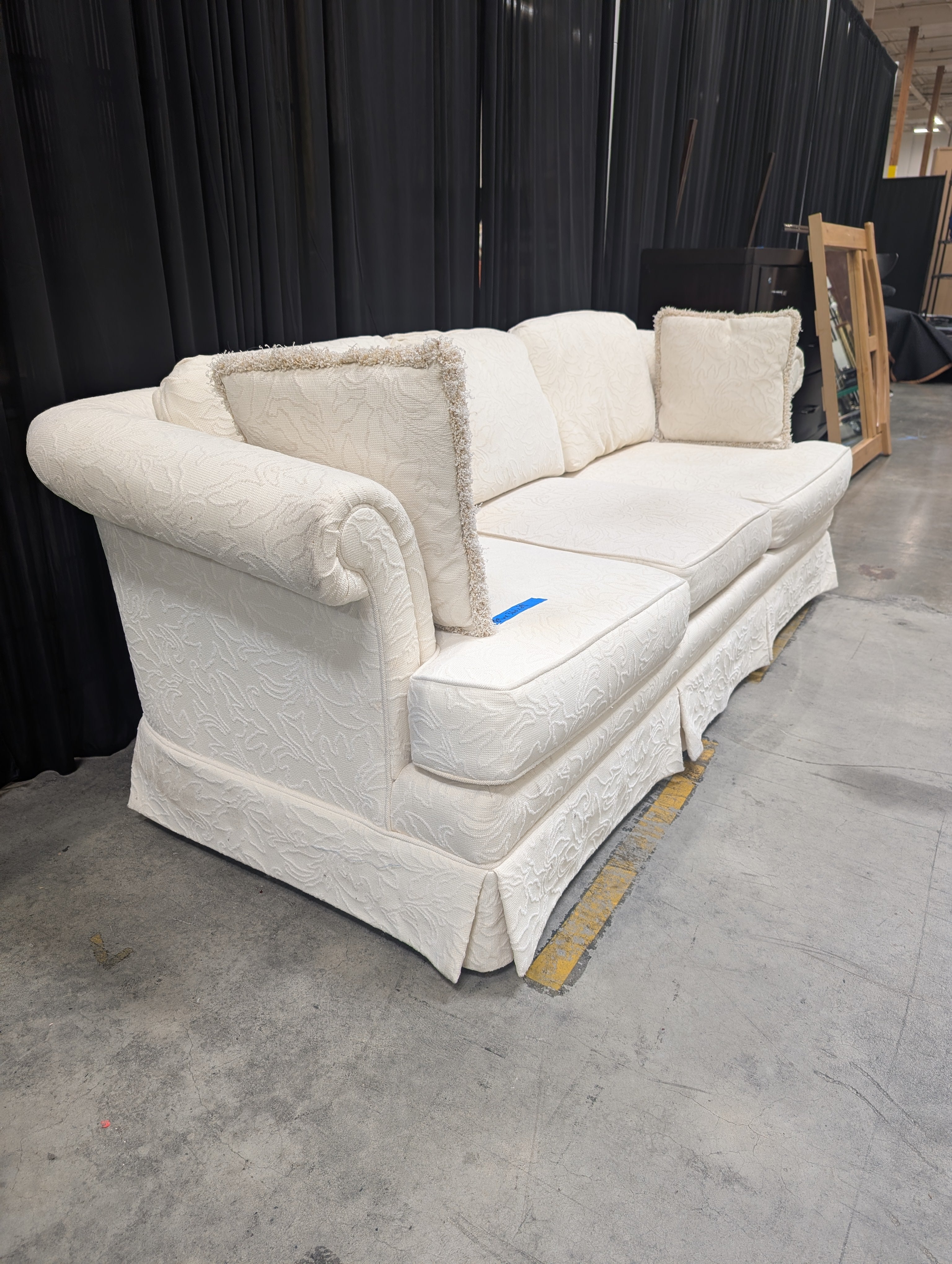 Off-White Traditional Three-Cushion Couch