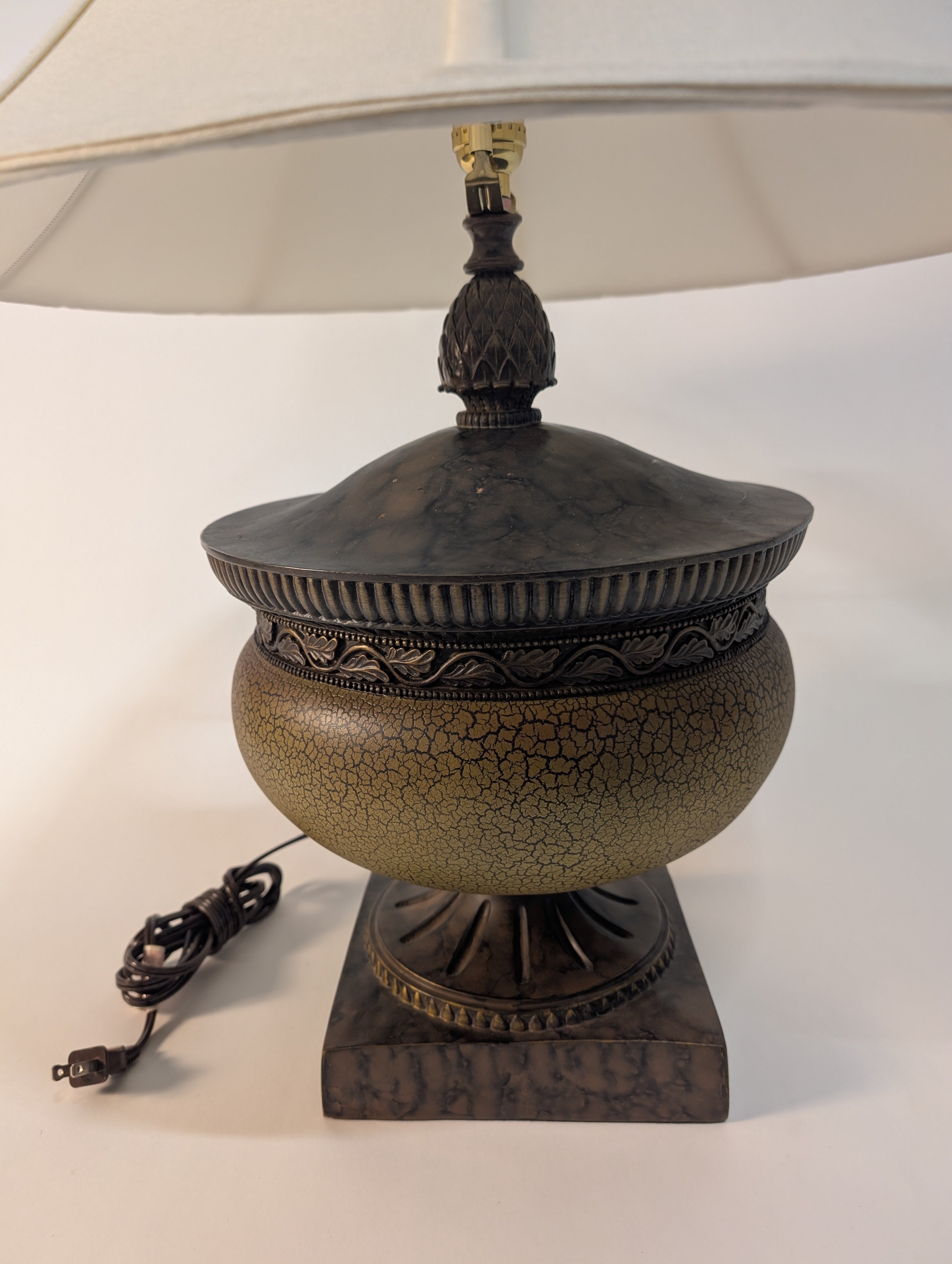 Traditional Urn Style Table Lamp with Flared Fabric Shade