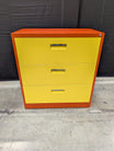 Three-Drawer Red & Yellow No Key File Cabinet