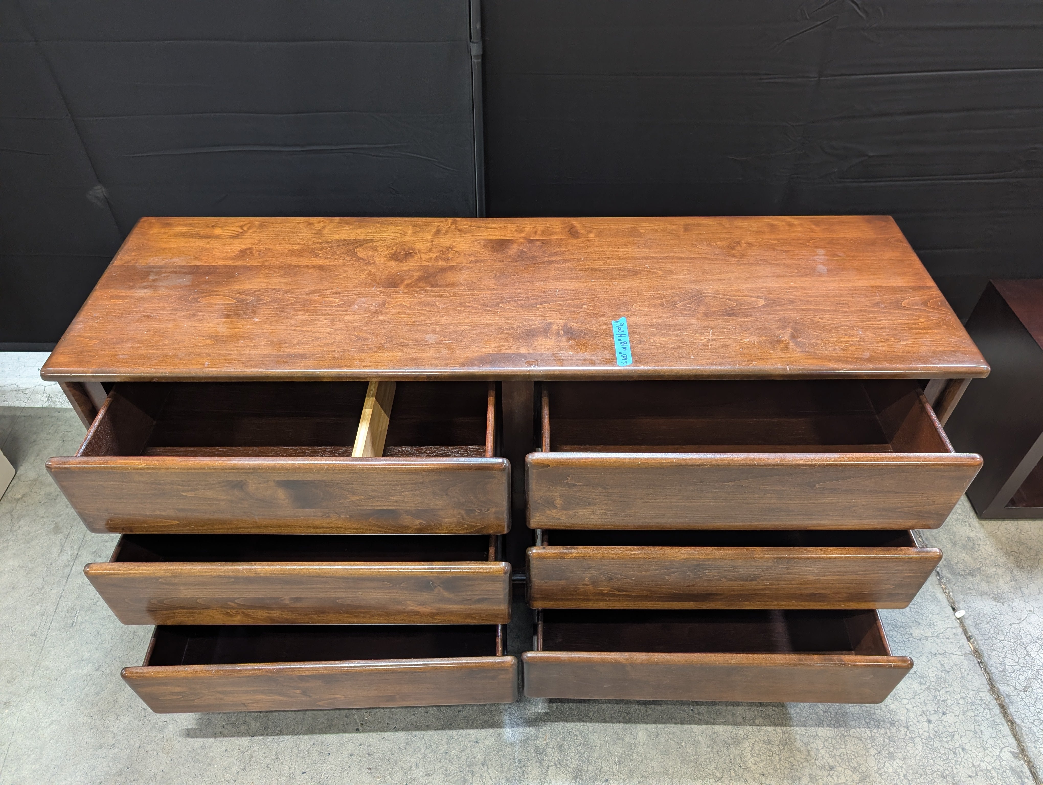 Six-Drawer Wood Dresser in Brown