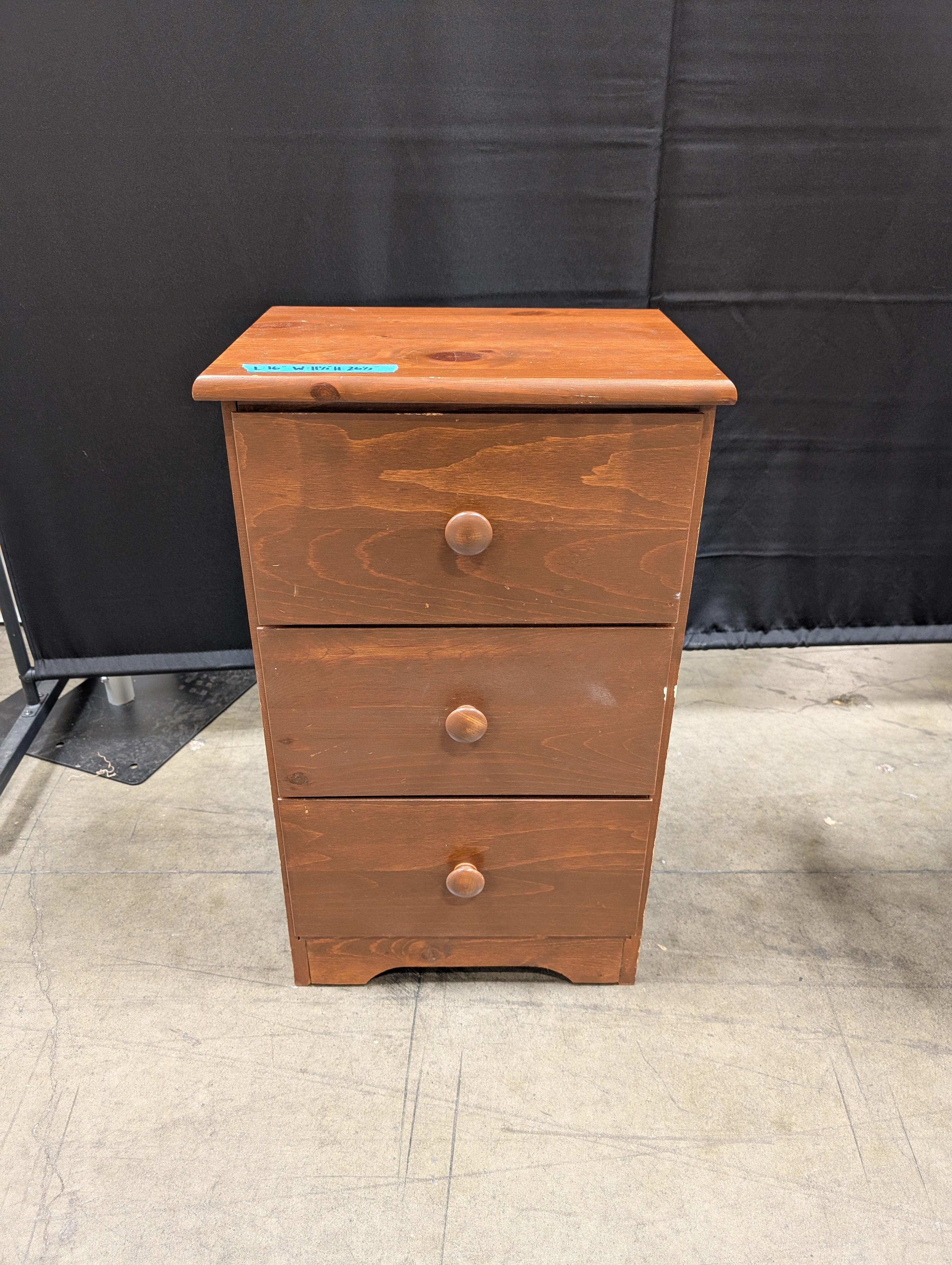 Three-Drawer Wood Nightstand with Round Knobs