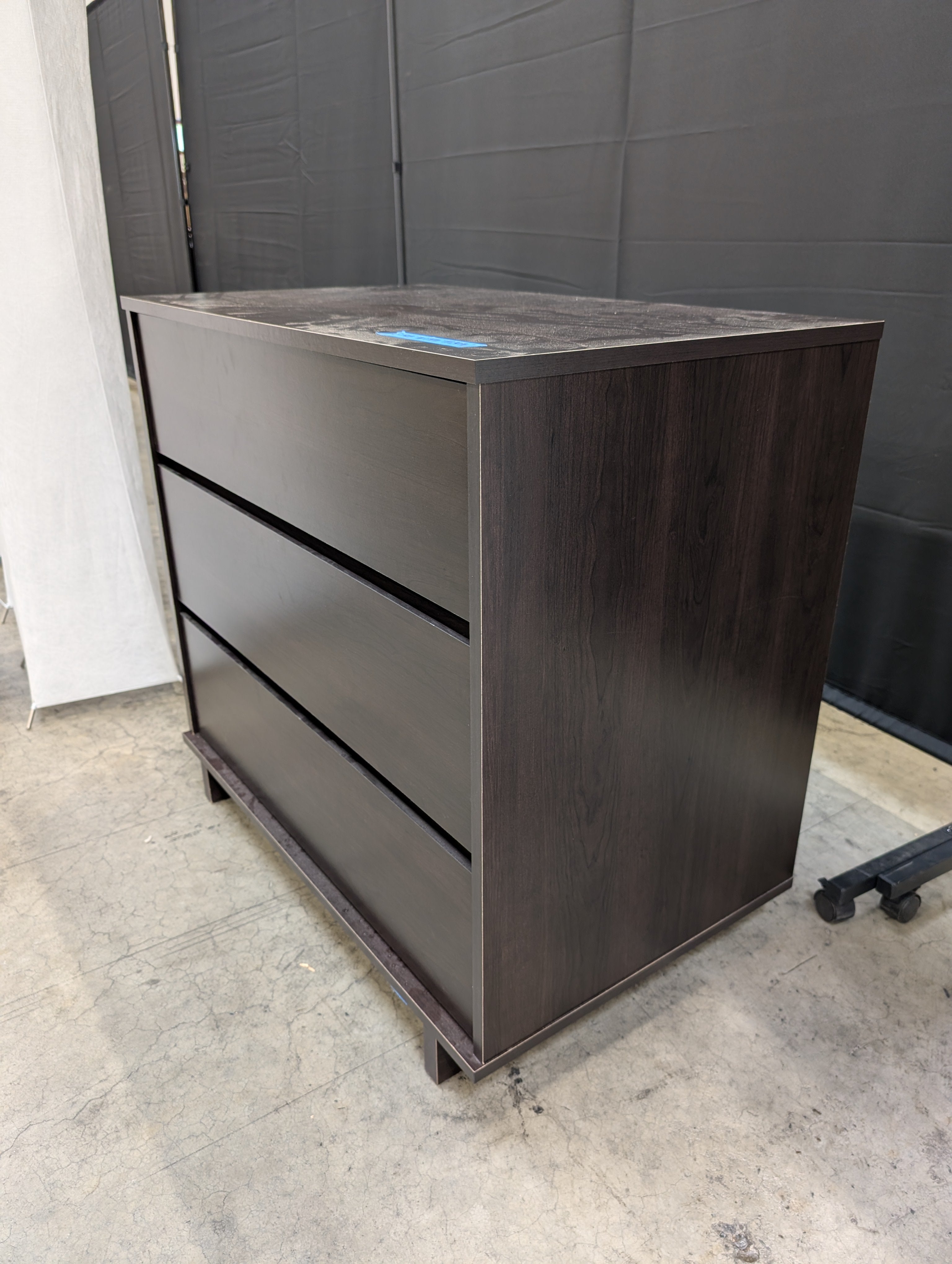 Dark Brown Three-Drawer Wood Dresser