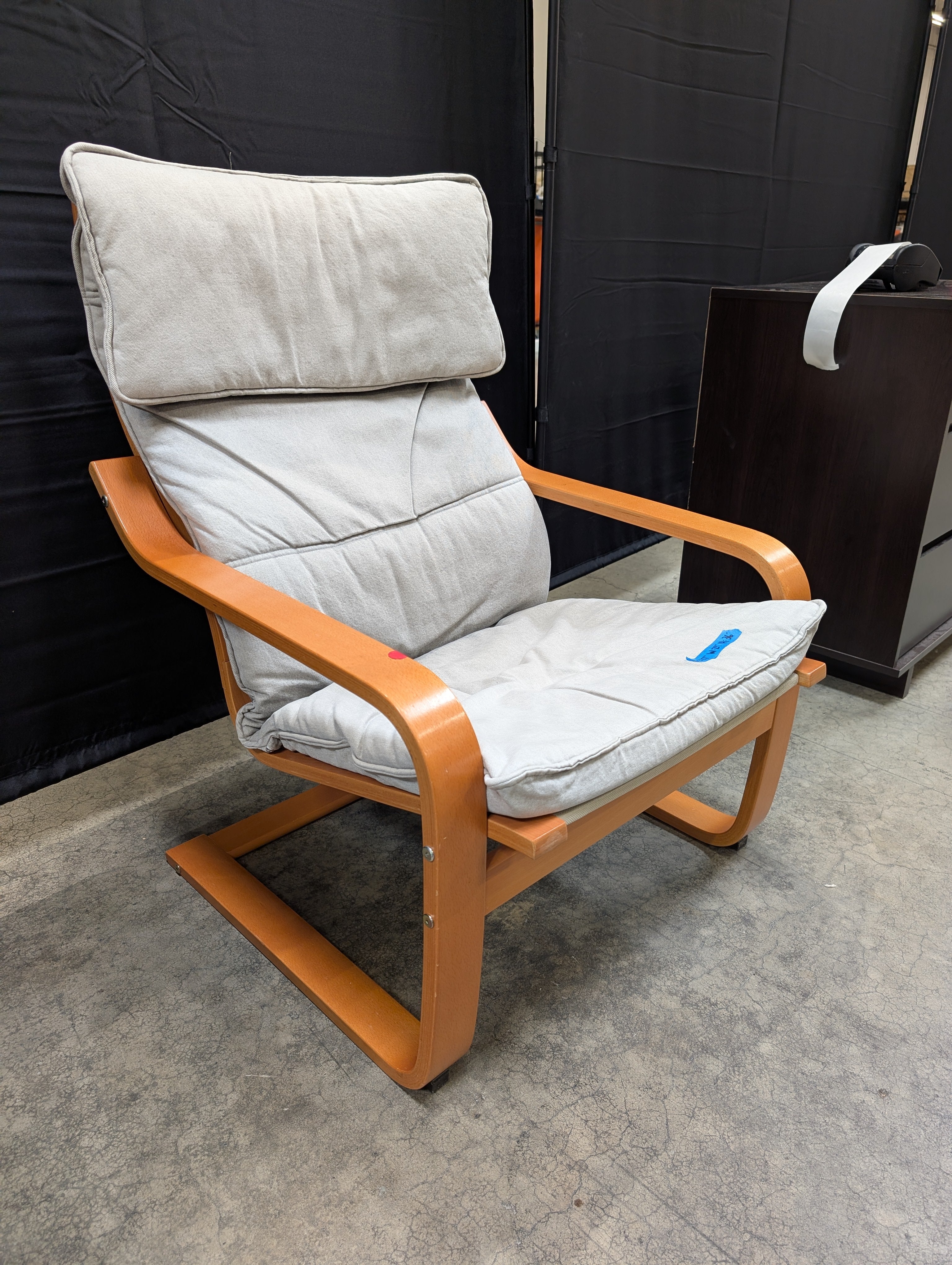 Bentwood Lounge Armchair with Grey Cushions