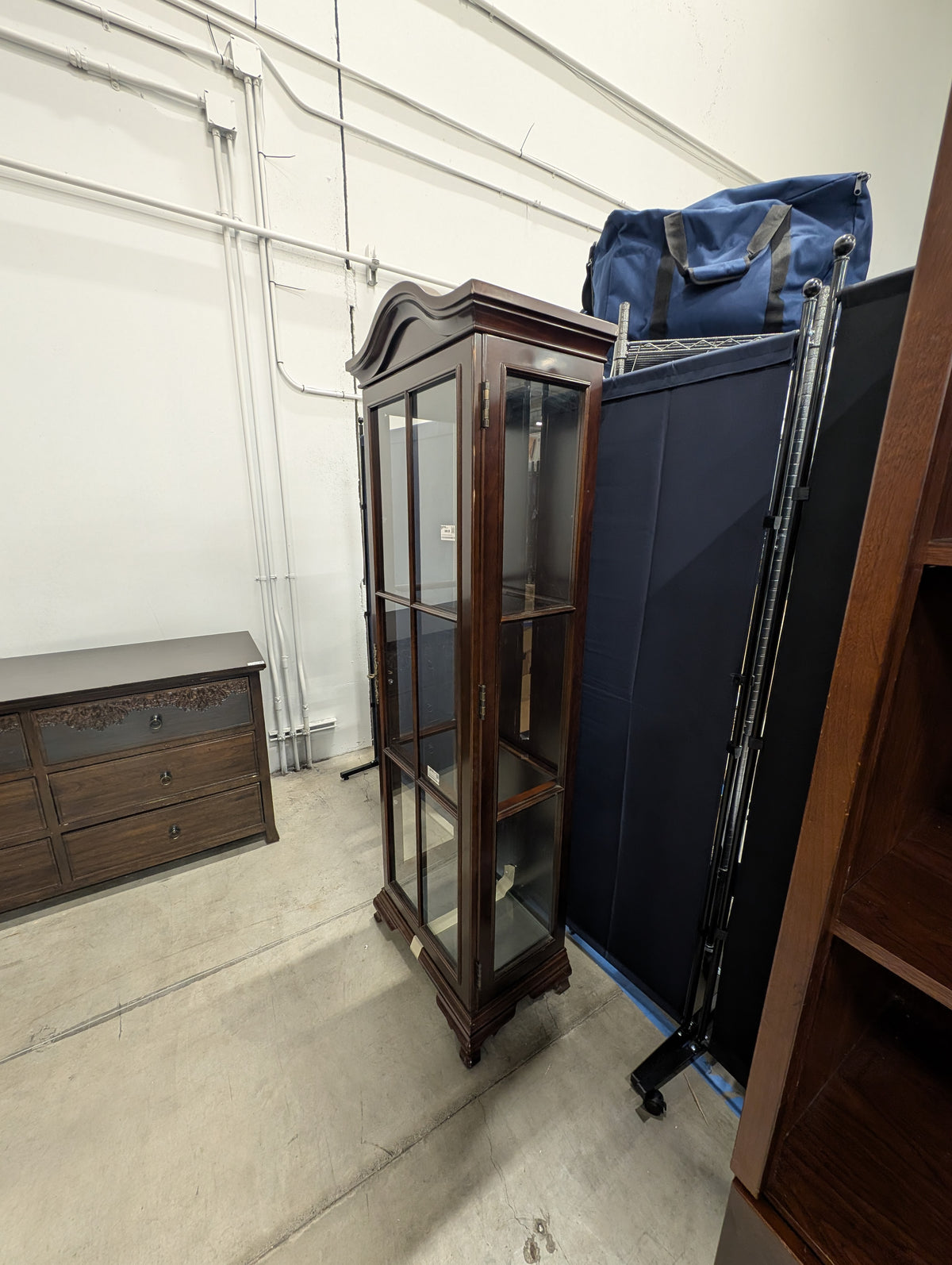 Classic Dark Wood Glass Display Cabinet