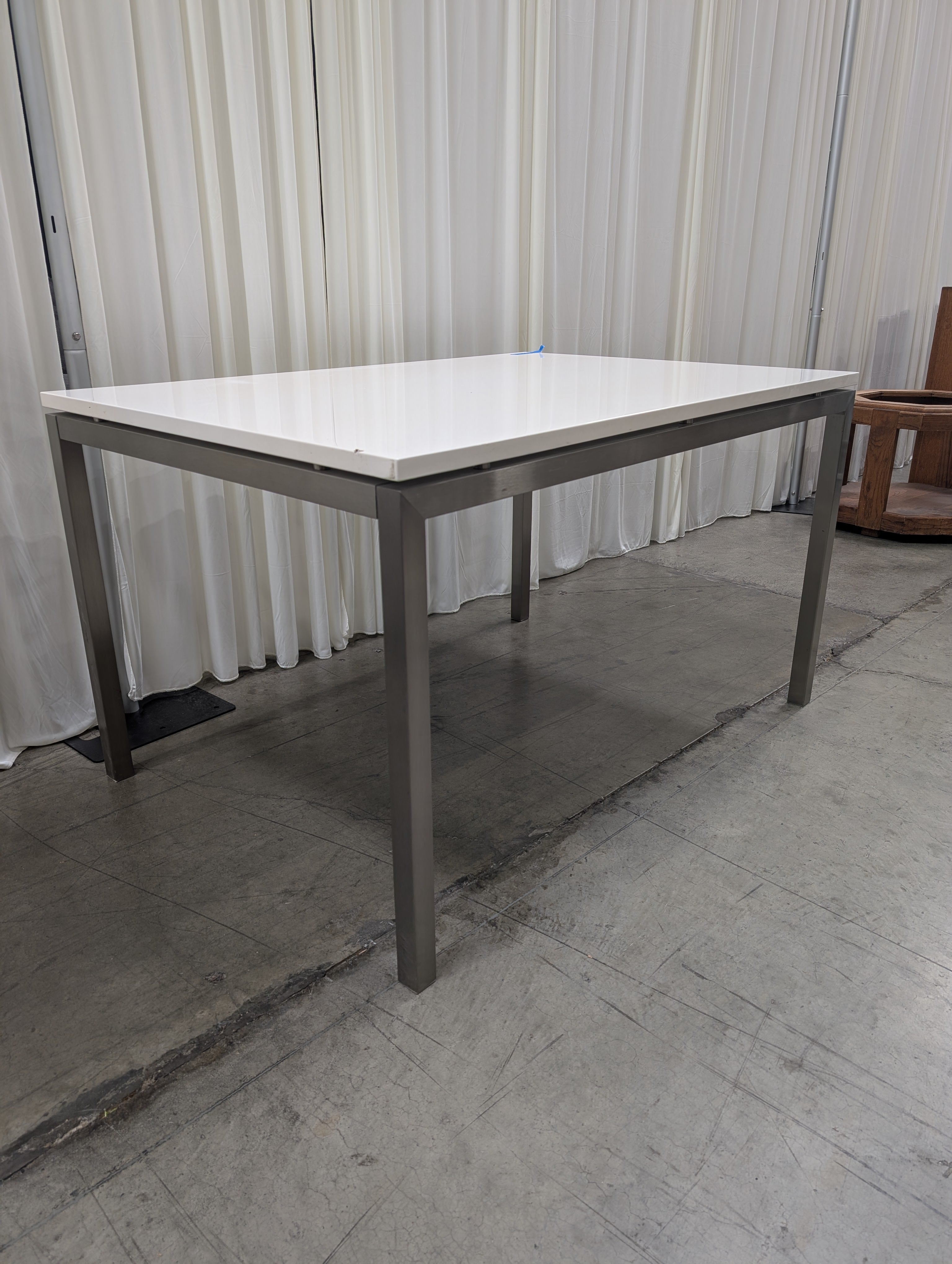 Rectangular Light Top Dining Table with Metal Legs
