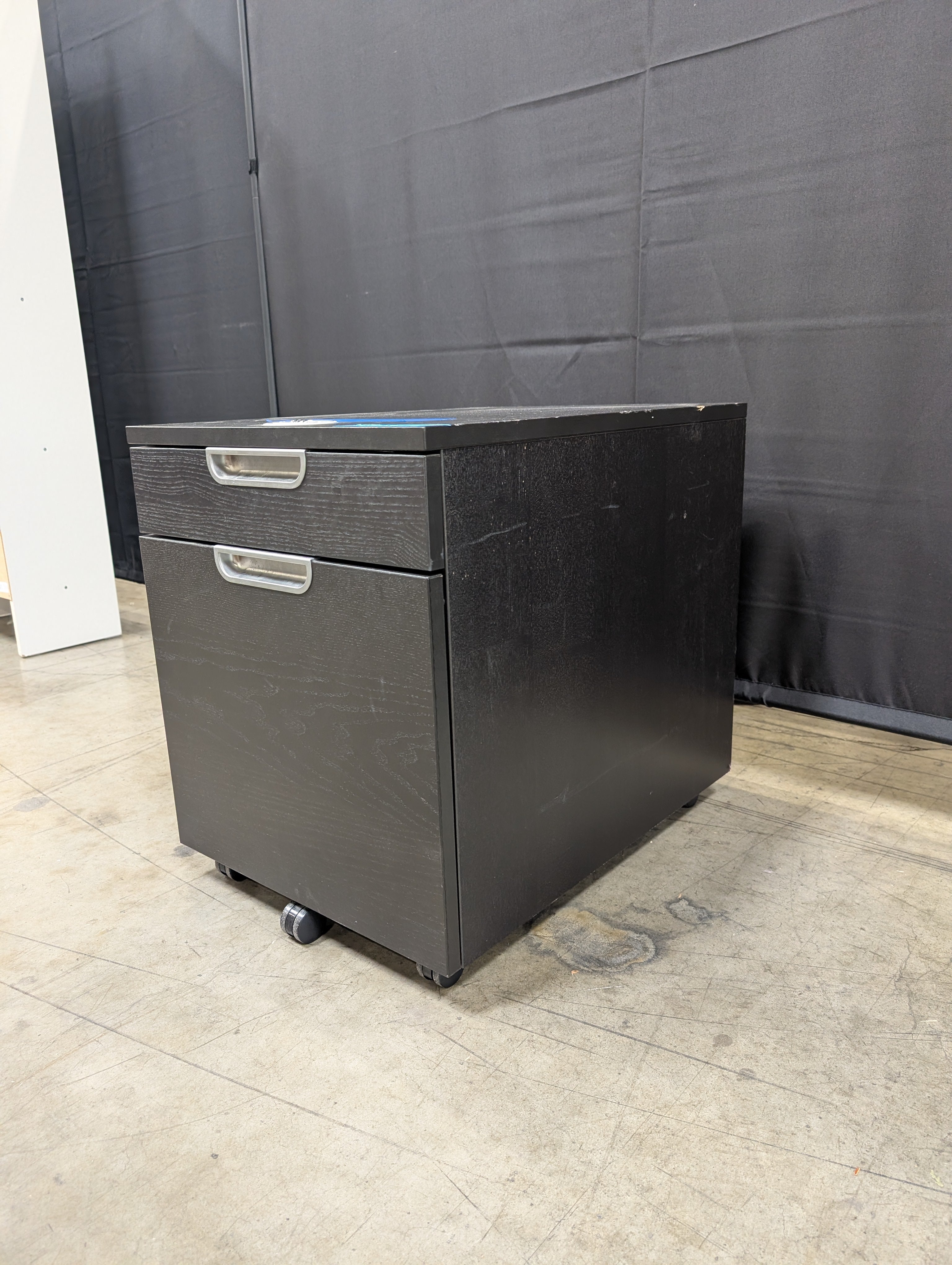 Black Two-Drawer Mobile Filing Cabinet