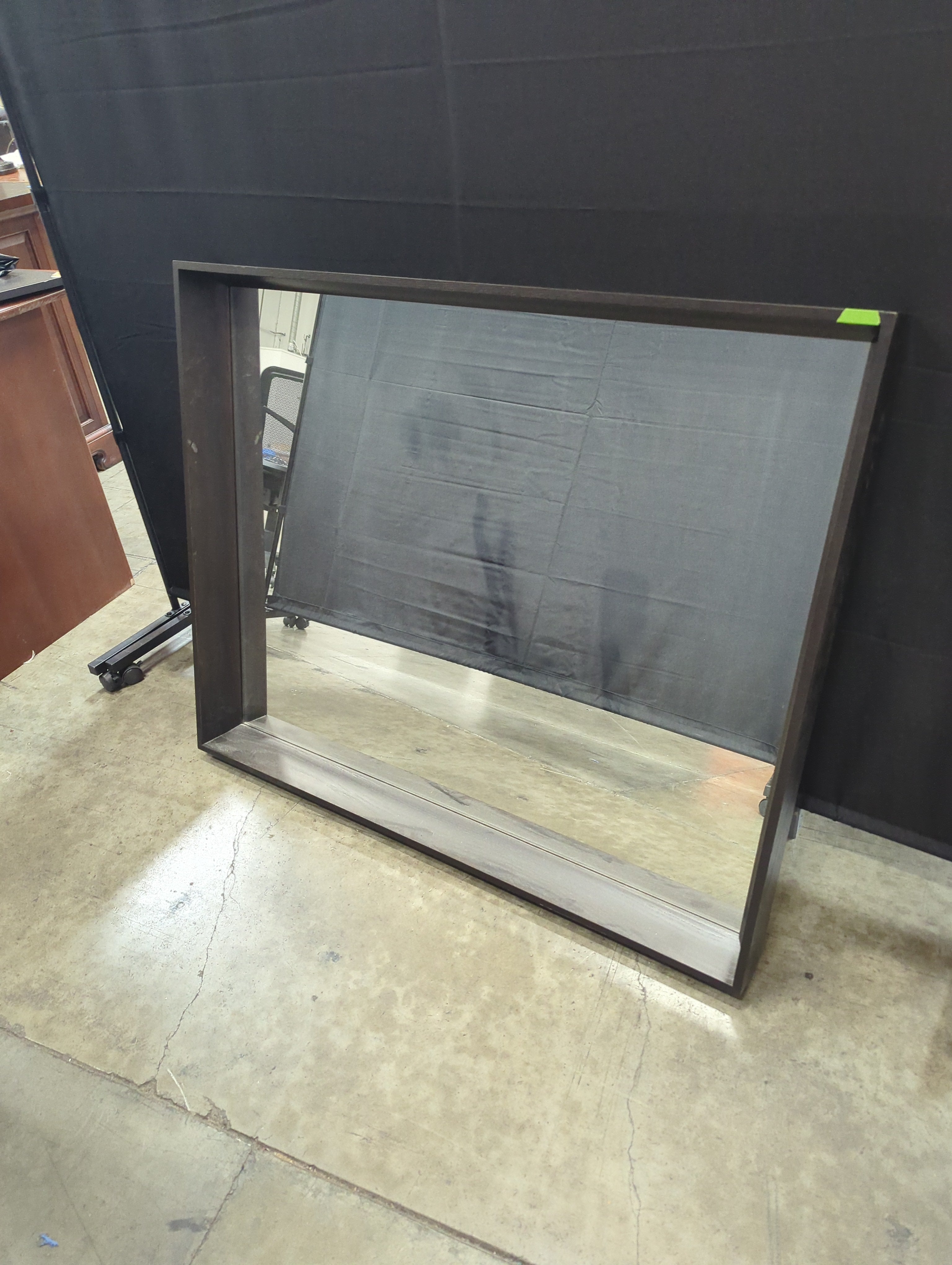 Dark Brown Rectangular Mirror with Wide Frame