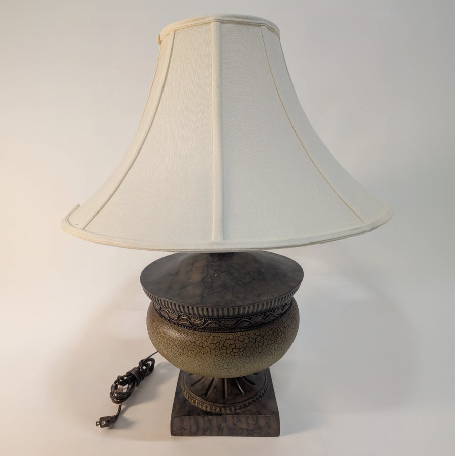 Traditional Urn Style Table Lamp with Flared Fabric Shade