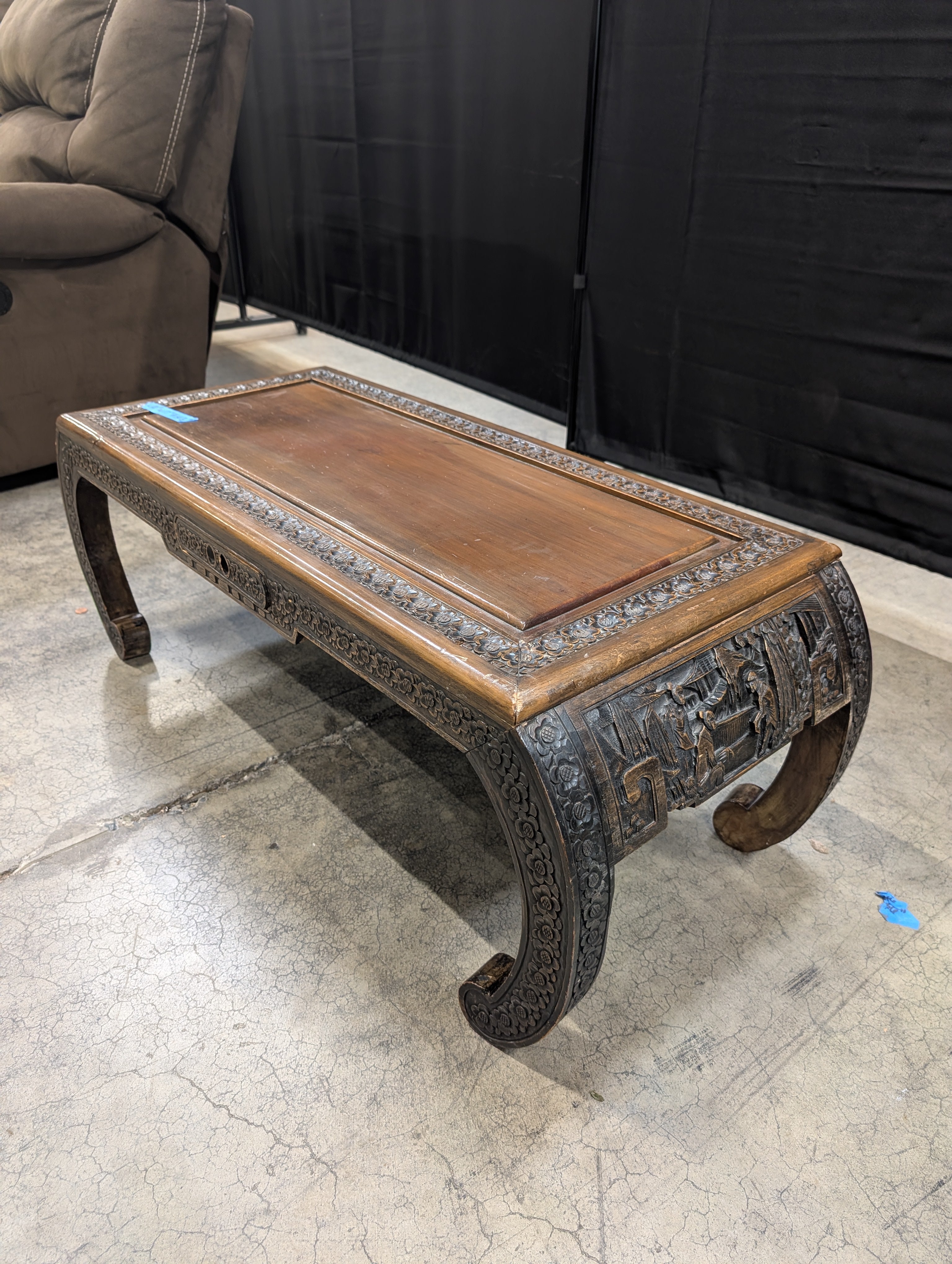 Ornate Asian Style Coffee Table in Dark Wood