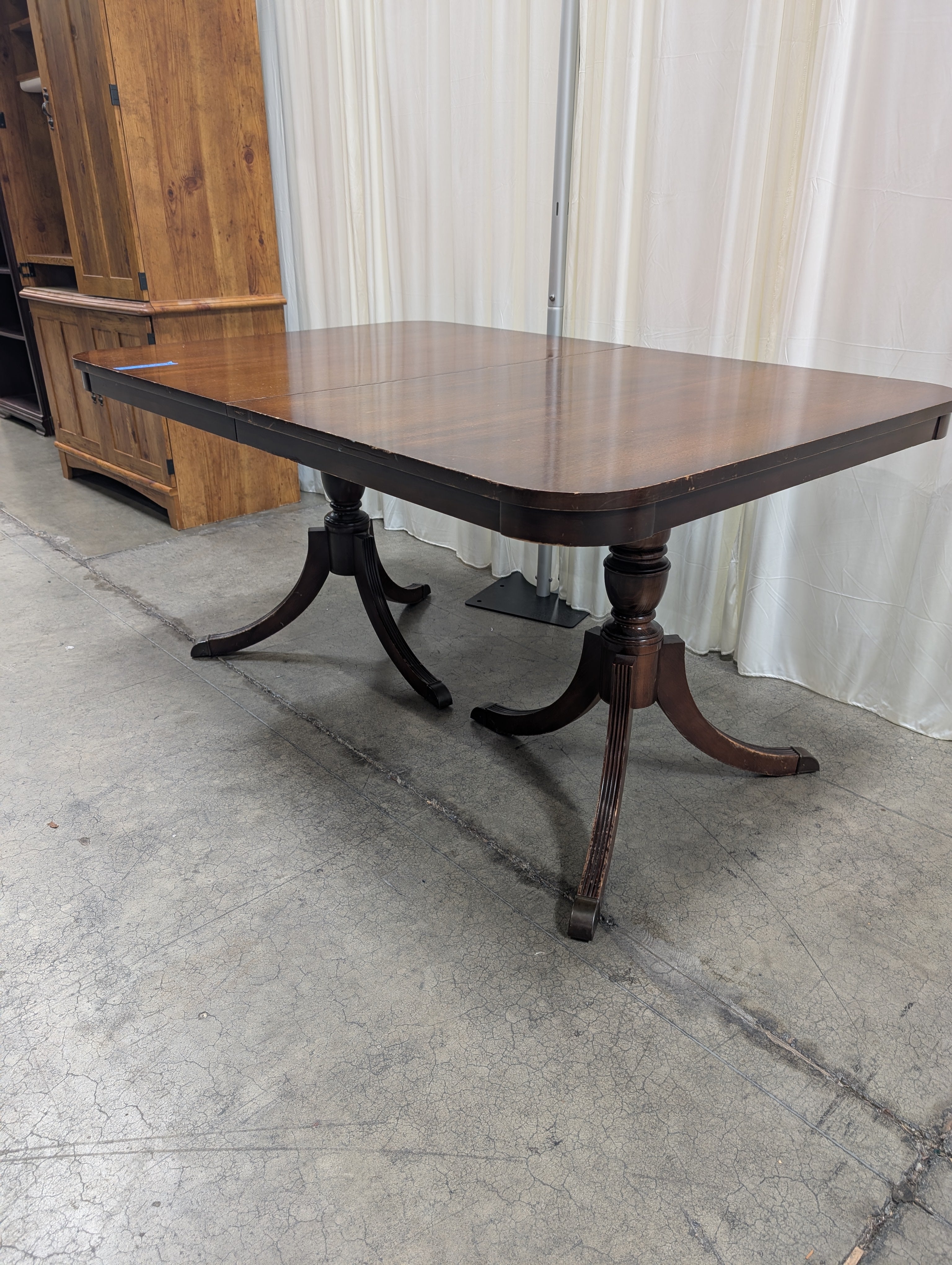 Dark Stained Hardwood Console Table with Curved Legs