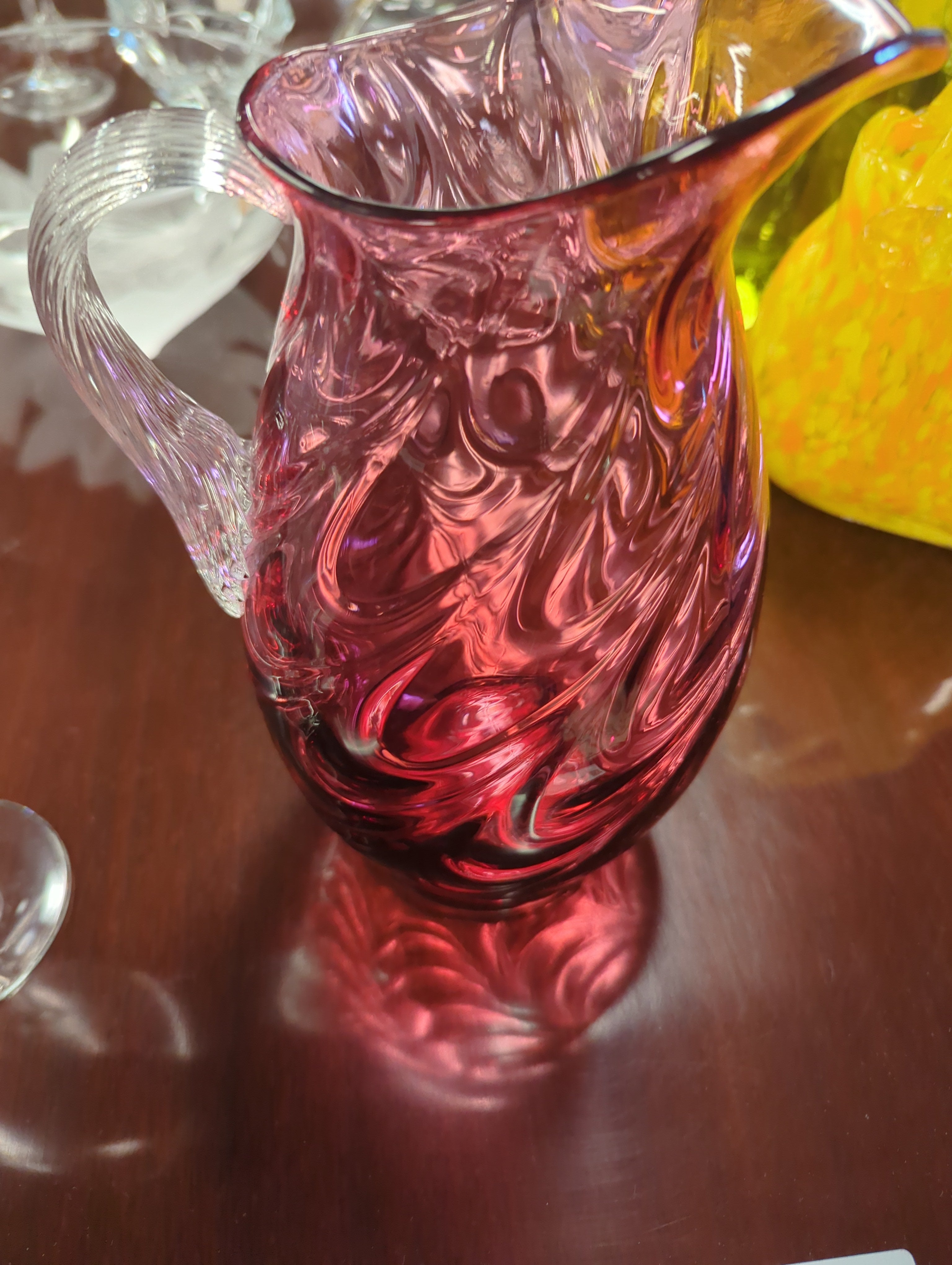Pink Glass Water Pitcher