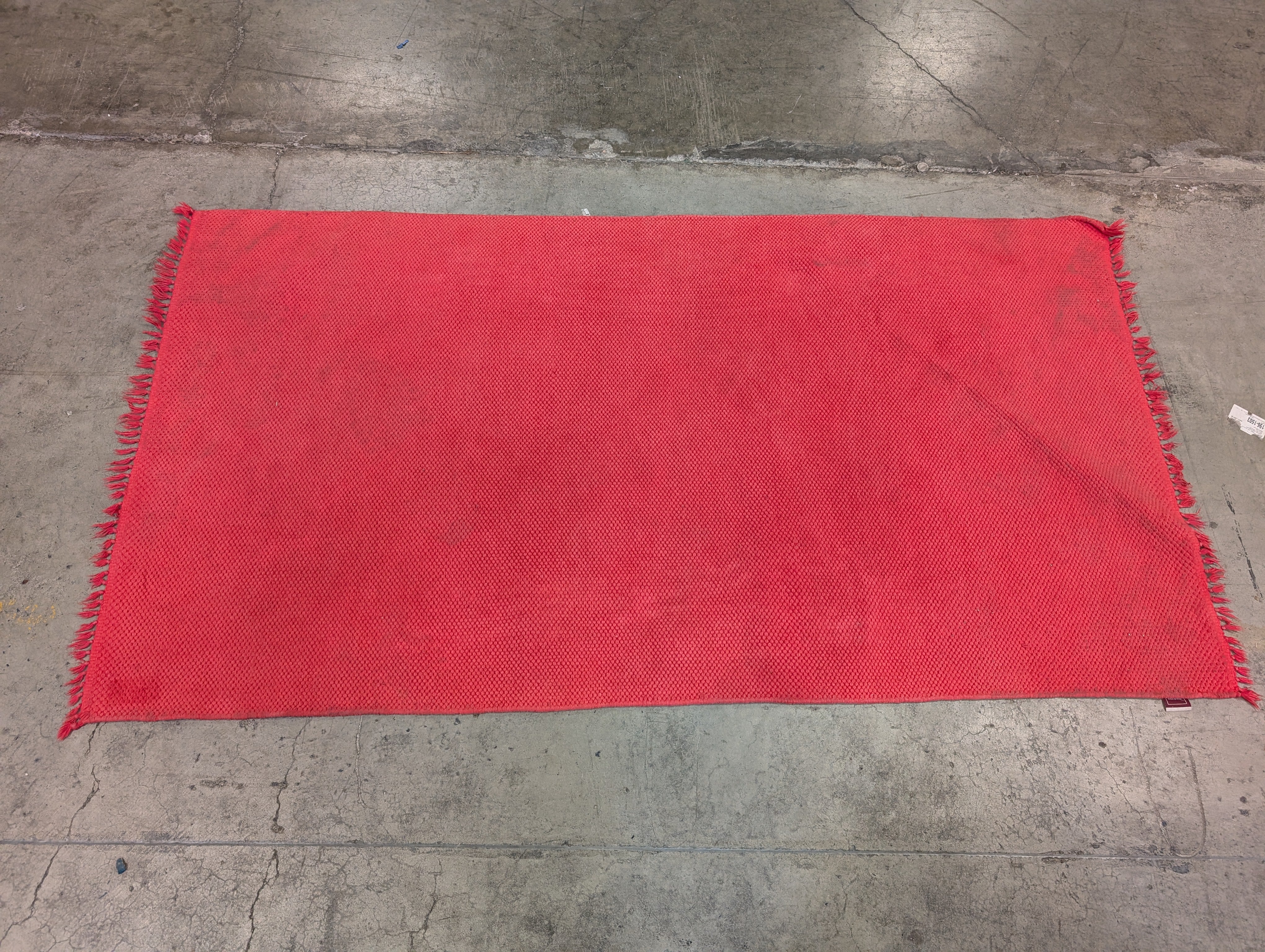 Vibrant Red Ribbed Textile Area Mat