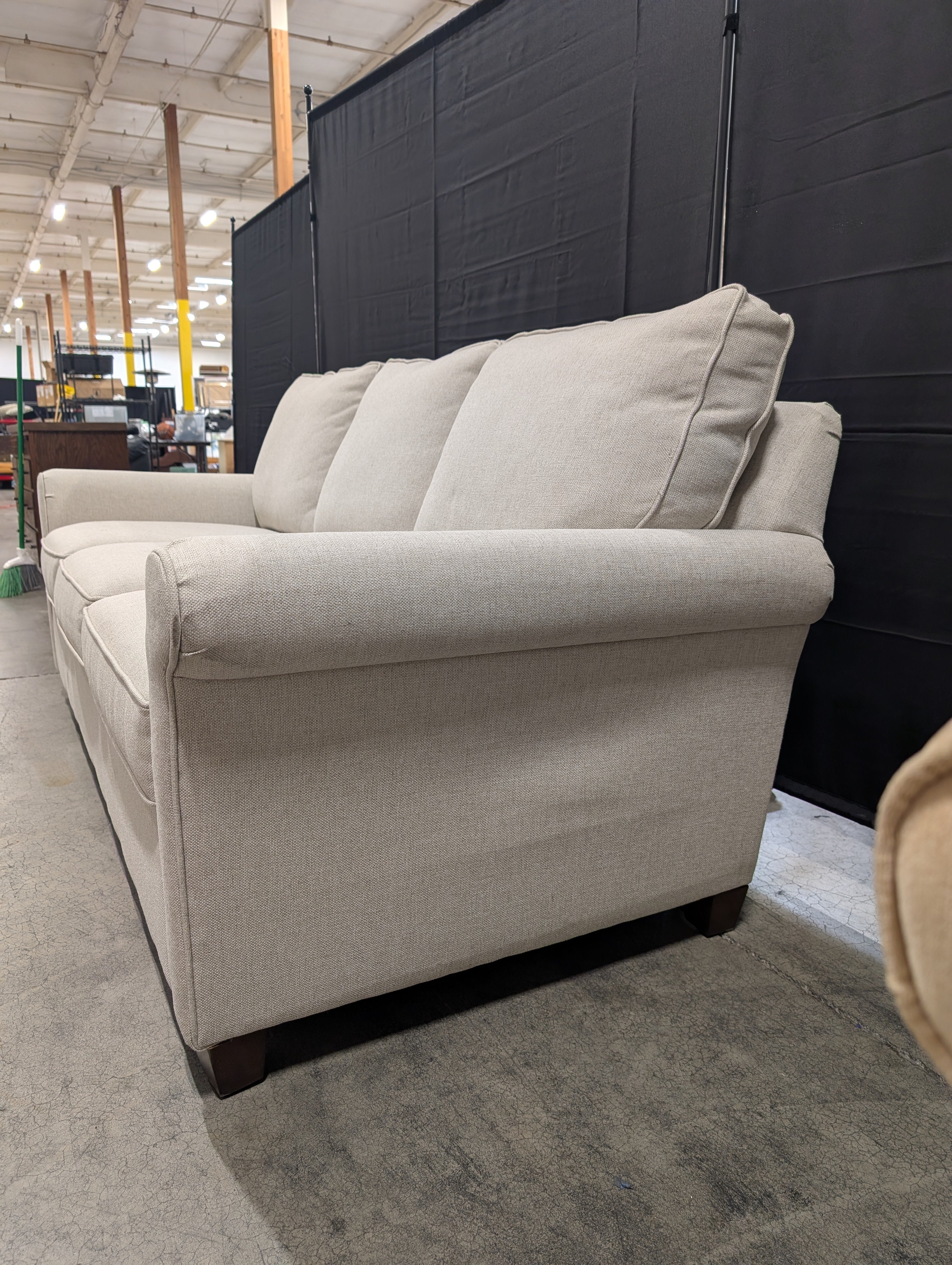 Neutral Toned Bassett Three-Seater Fabric Sofa