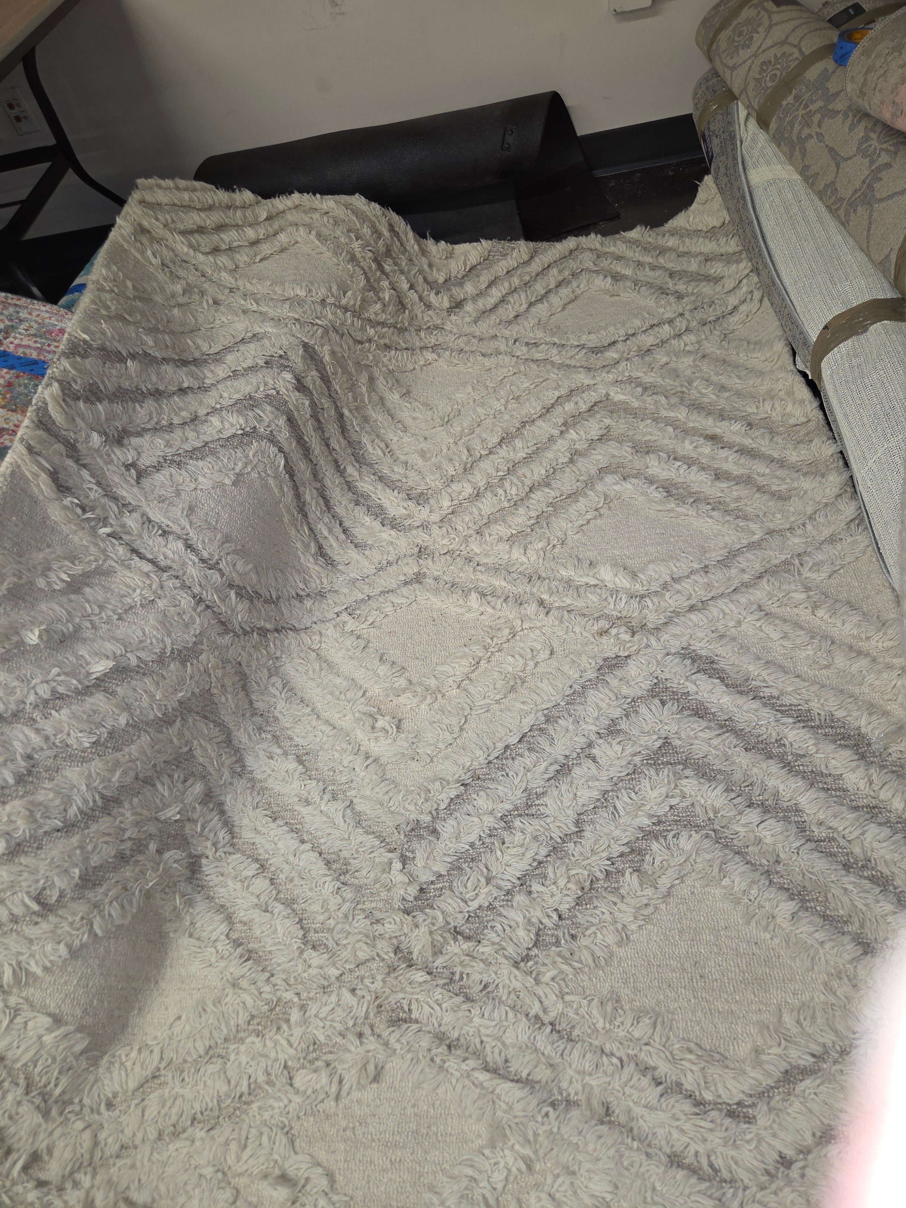 Textured Grey and Off-White Area Rugs