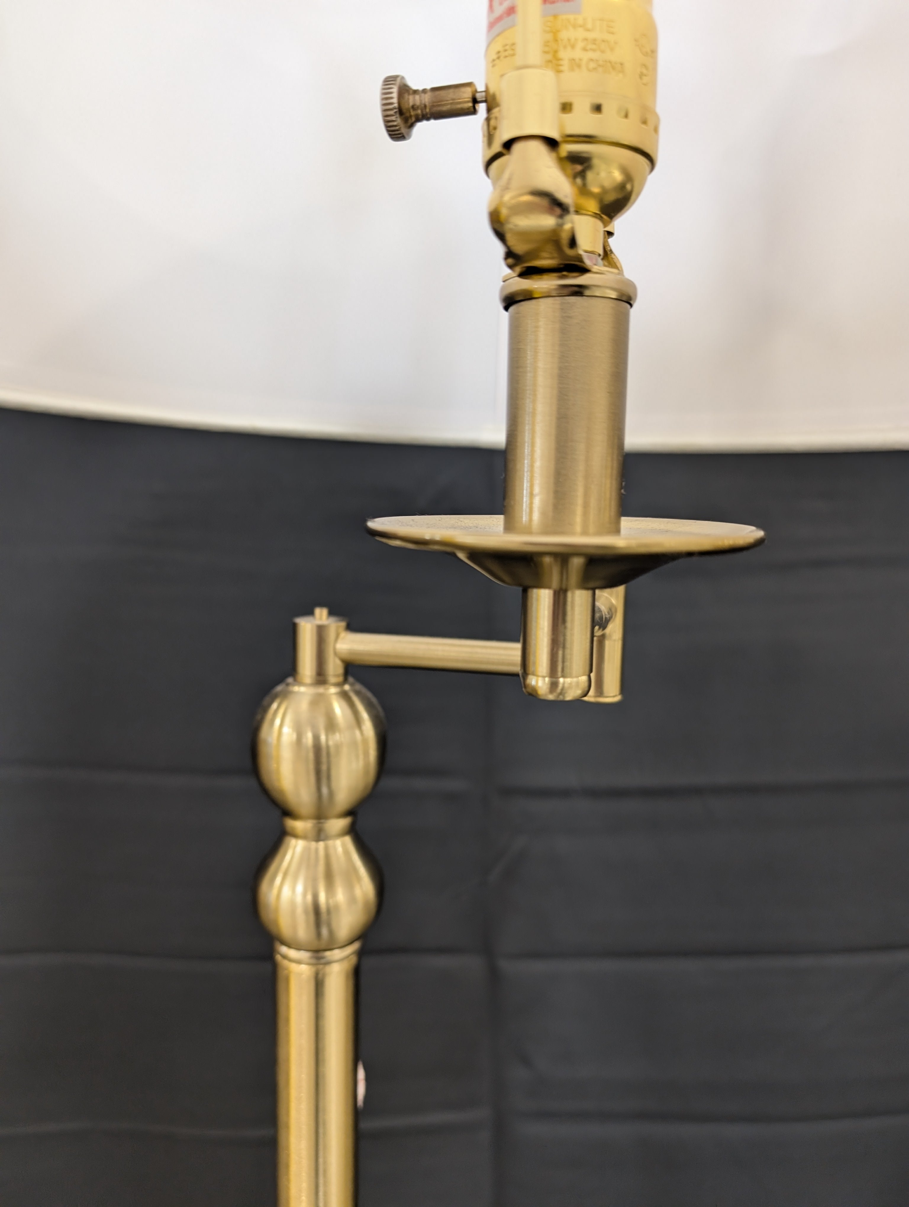 Traditional Brass Finish Floor Lamps with White Fabric Shades