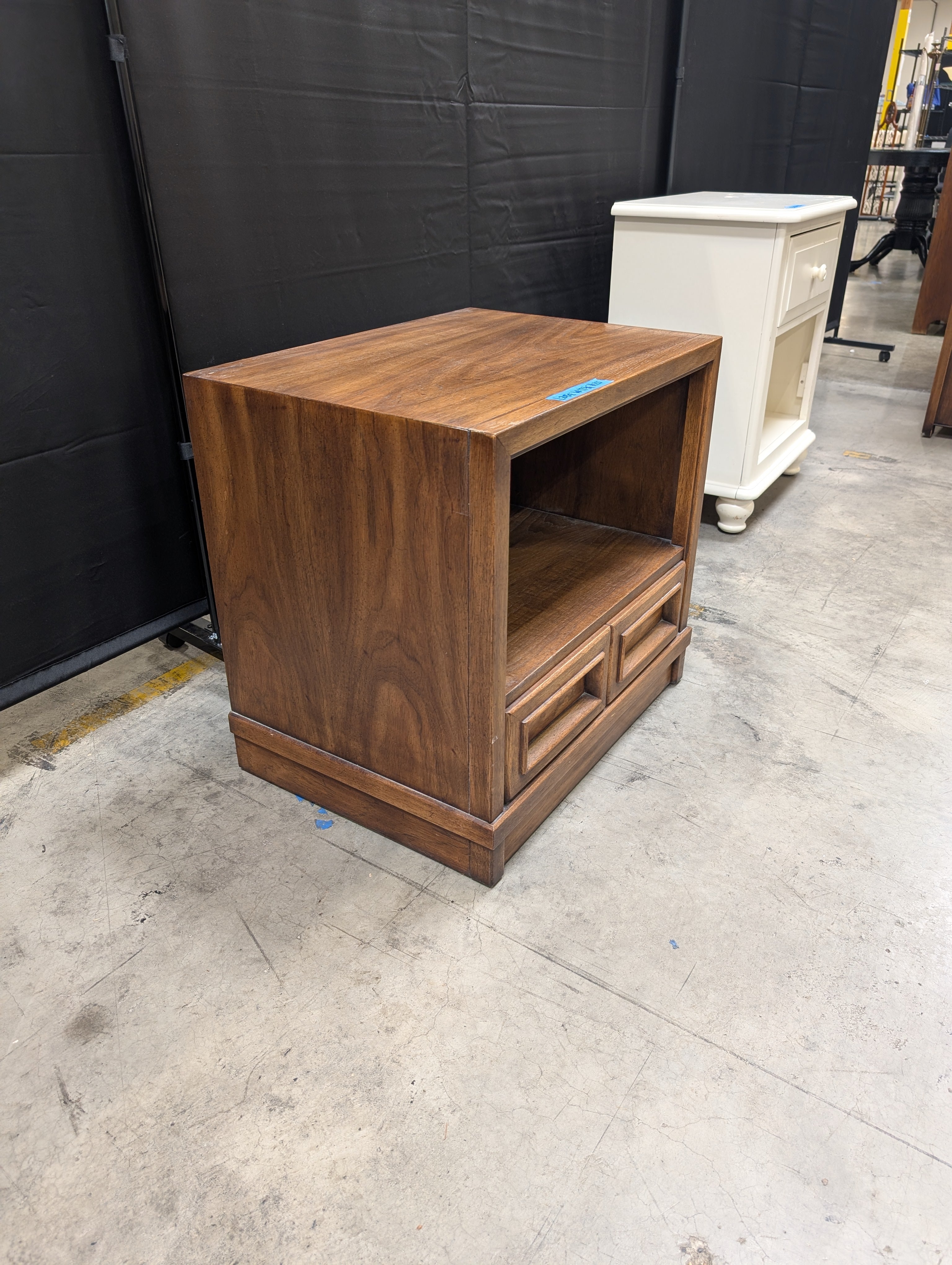 Mid-Century Drexel Brown Wood Nightstand with Open Shelf