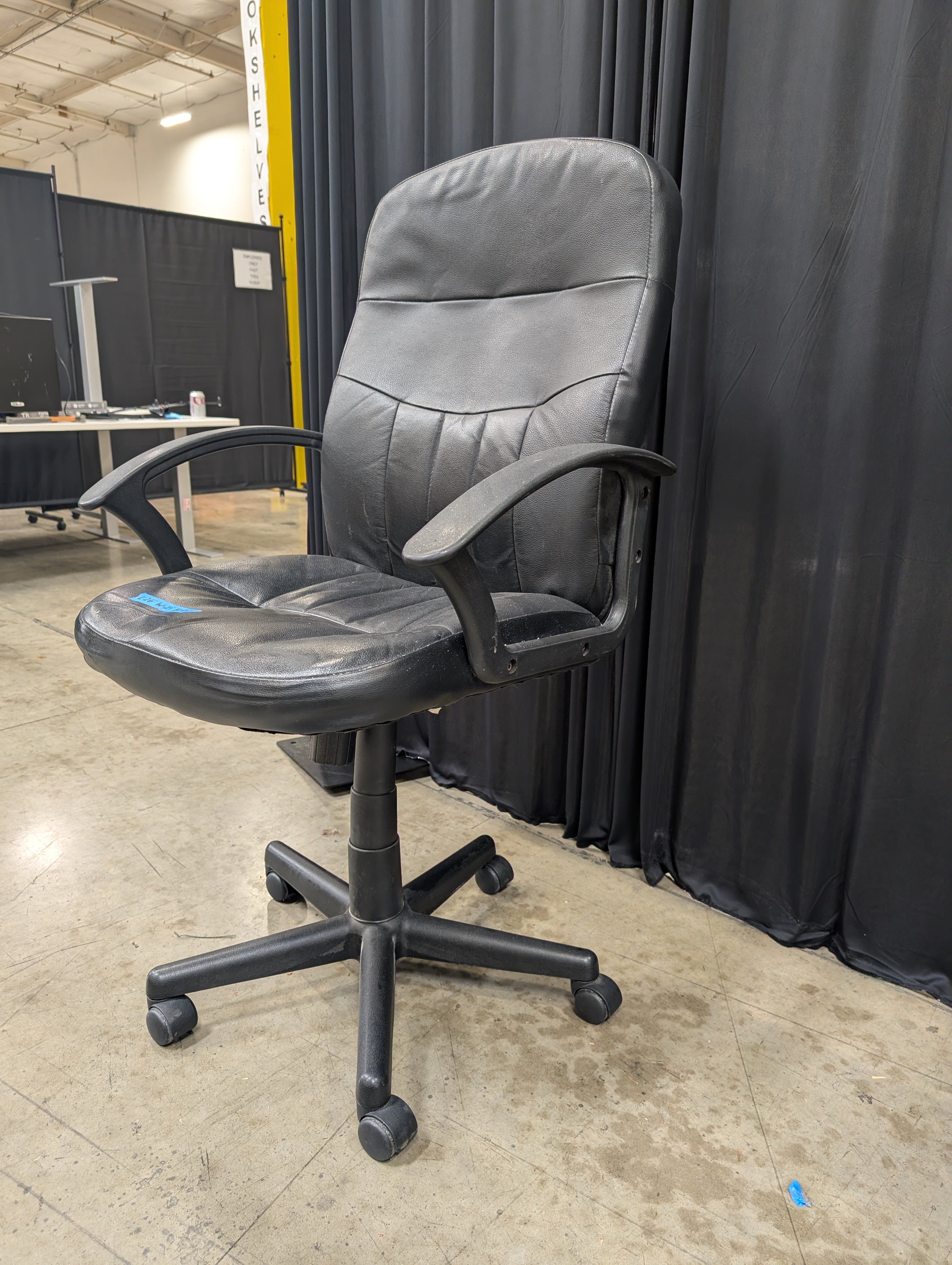 Black Faux Leather Office Chair with Armrests