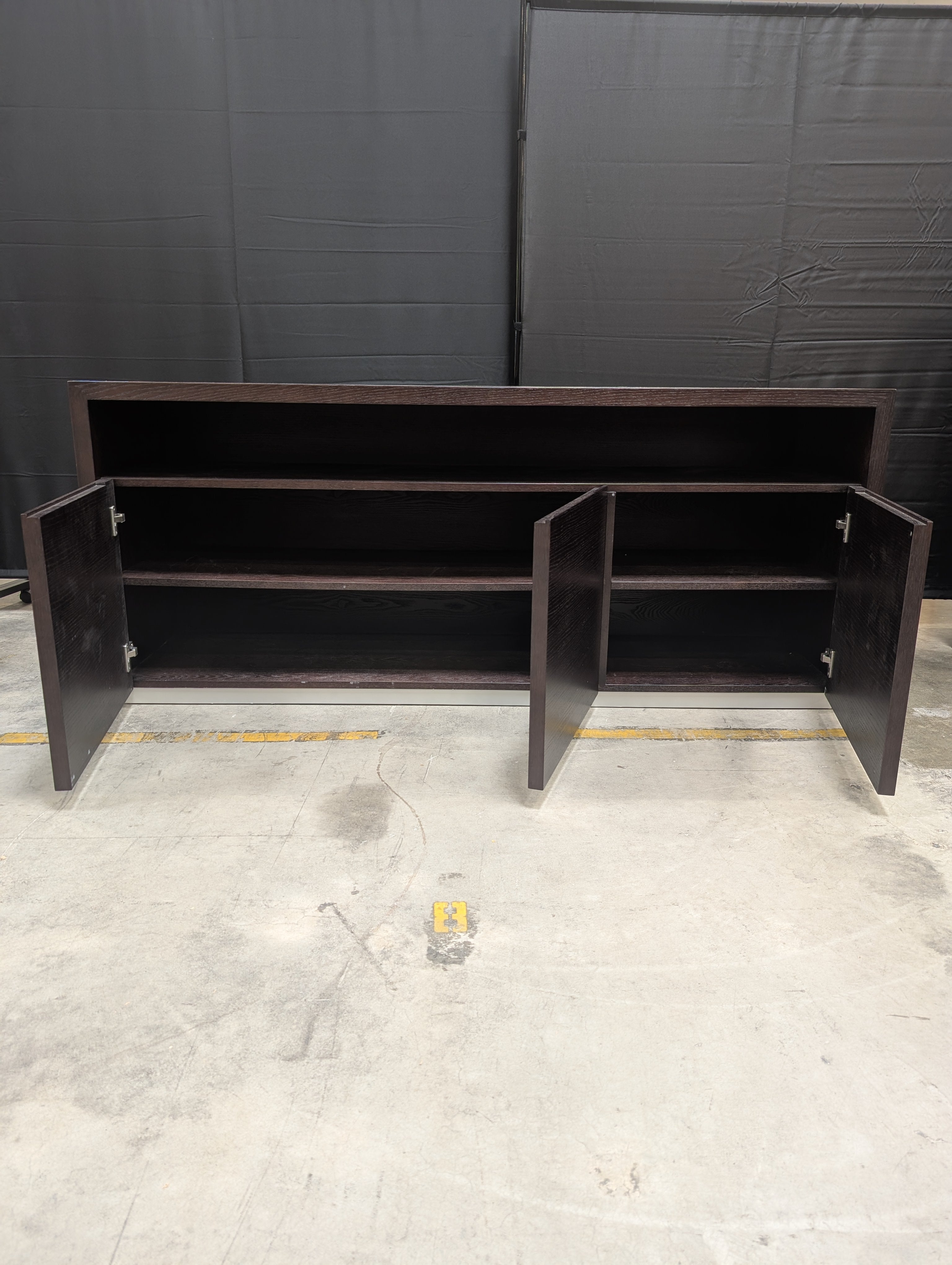 Dark Brown Minimalist TV Stand with Open Shelf