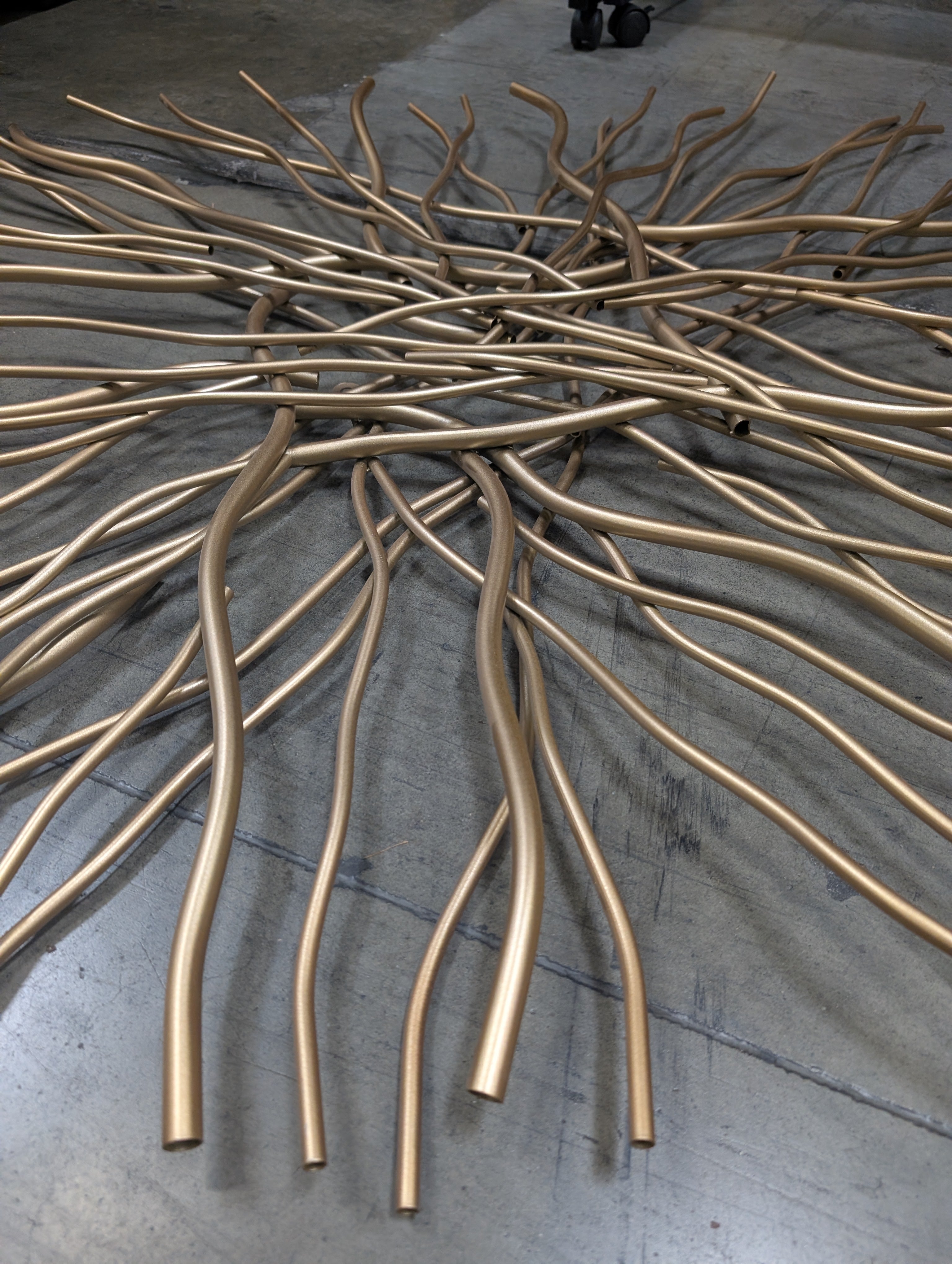 Abstract Gold Metal Branch Wall Sculpture