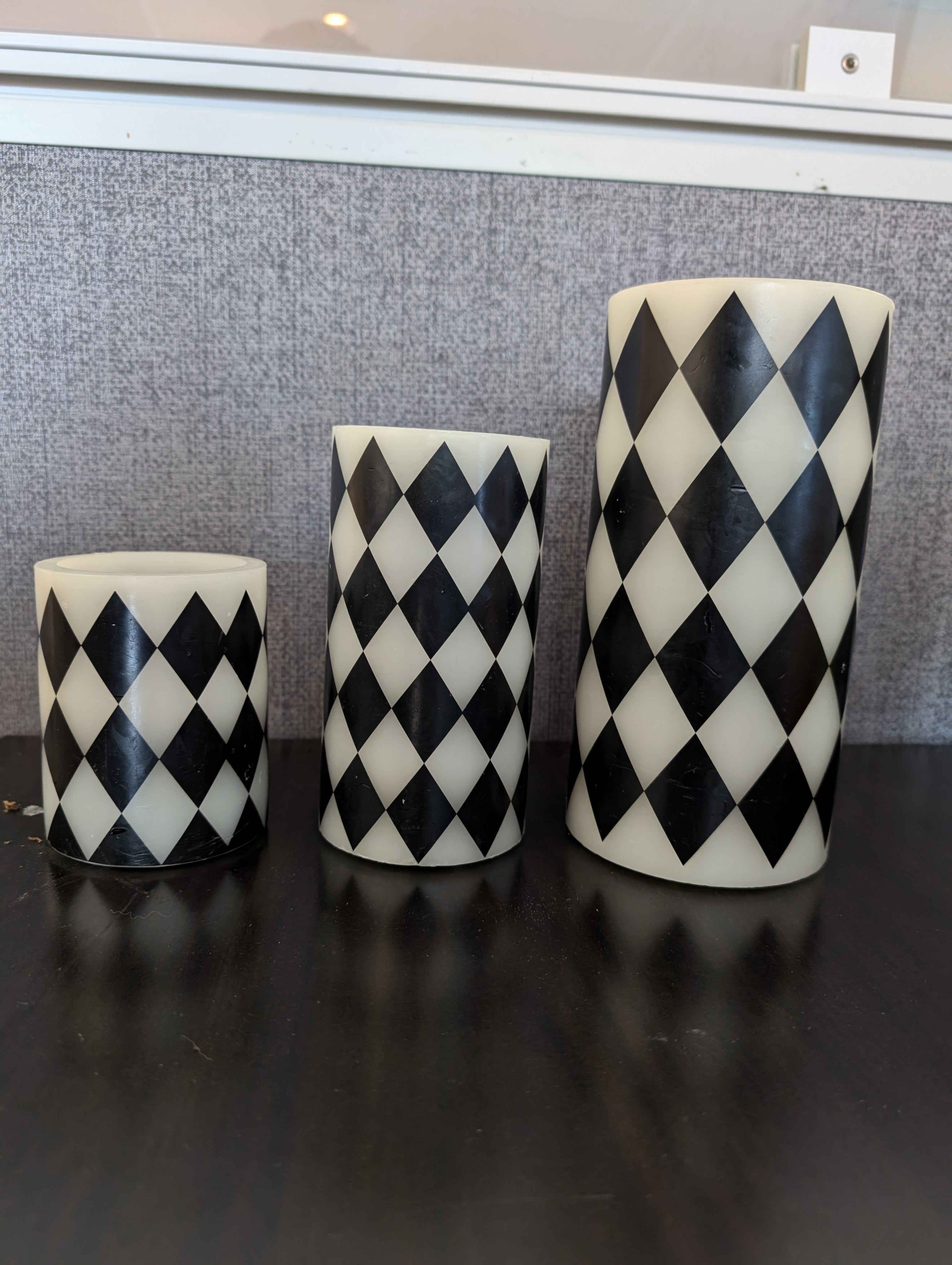 Harlequin Pattern Battery Operated LED Candles - Set of 3