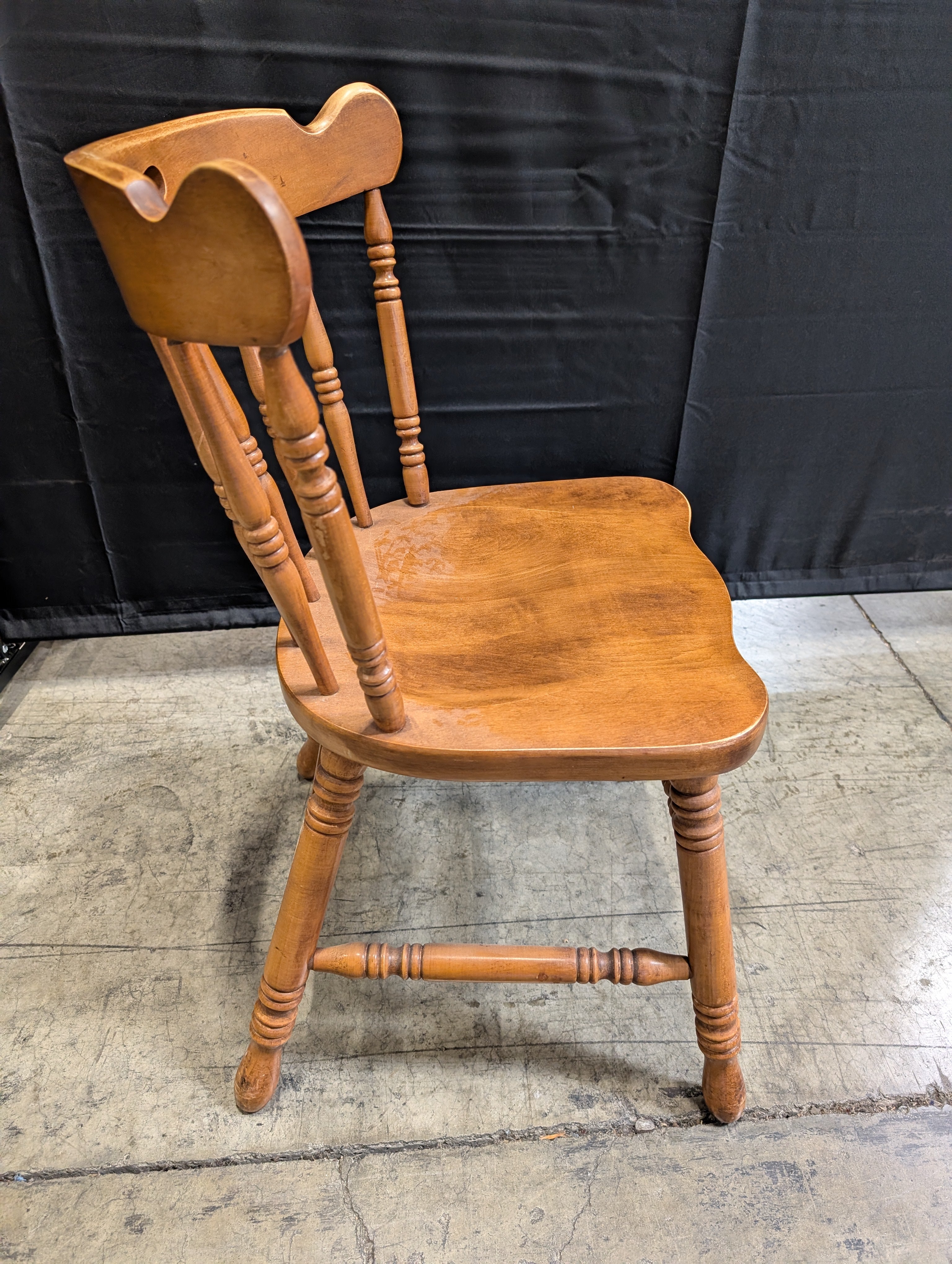 Rustic Wooden Spindle Back Chair with Heart Cutout