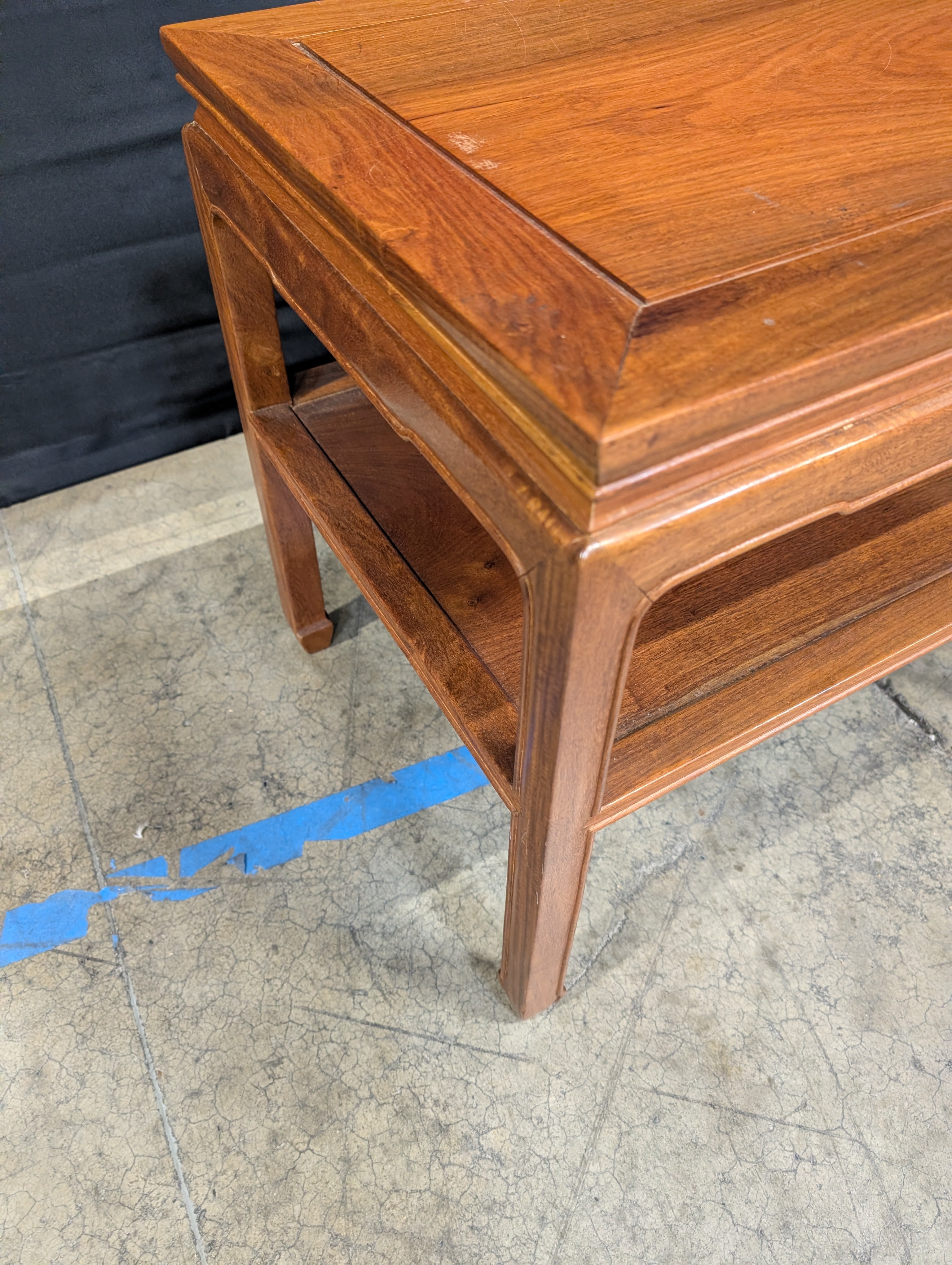 Reddish-Brown Oriental Style Solid Wood End Table