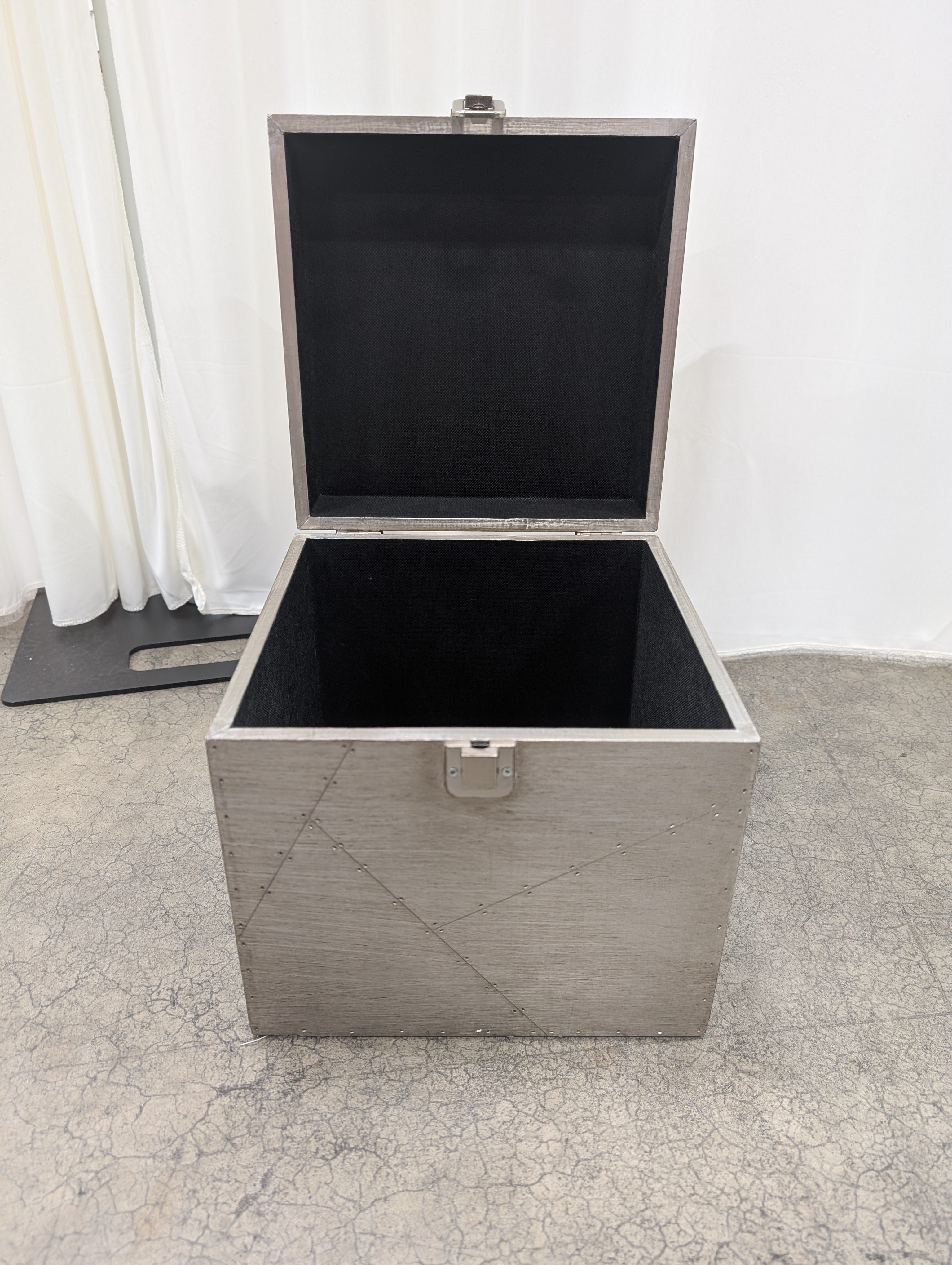 10" Industrial Silver Metal Storage Trunk with Handles