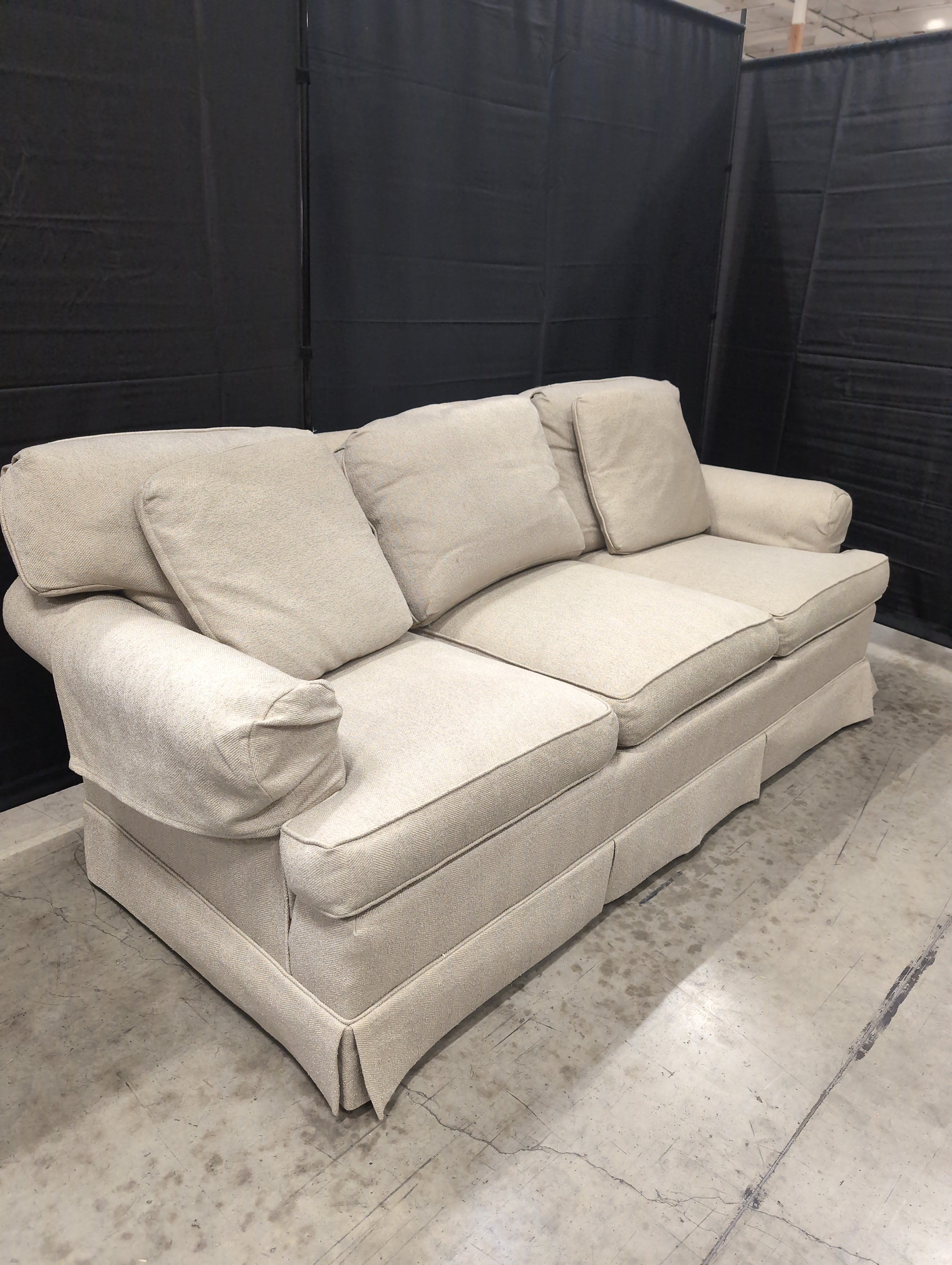 Beige Fabric Three-Seater Sofa