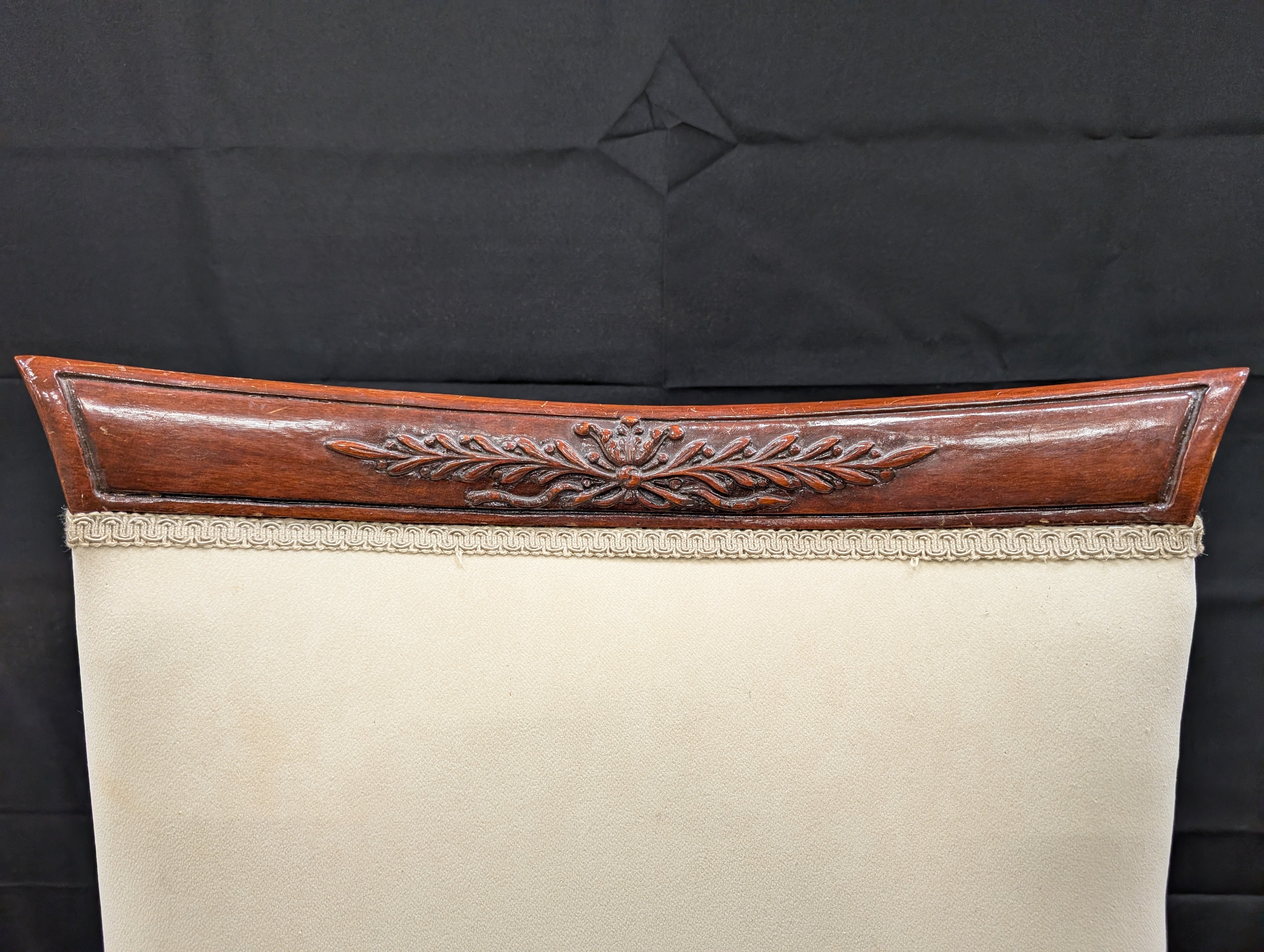 Vintage French Style Carved Wood Upholstered Side Chair