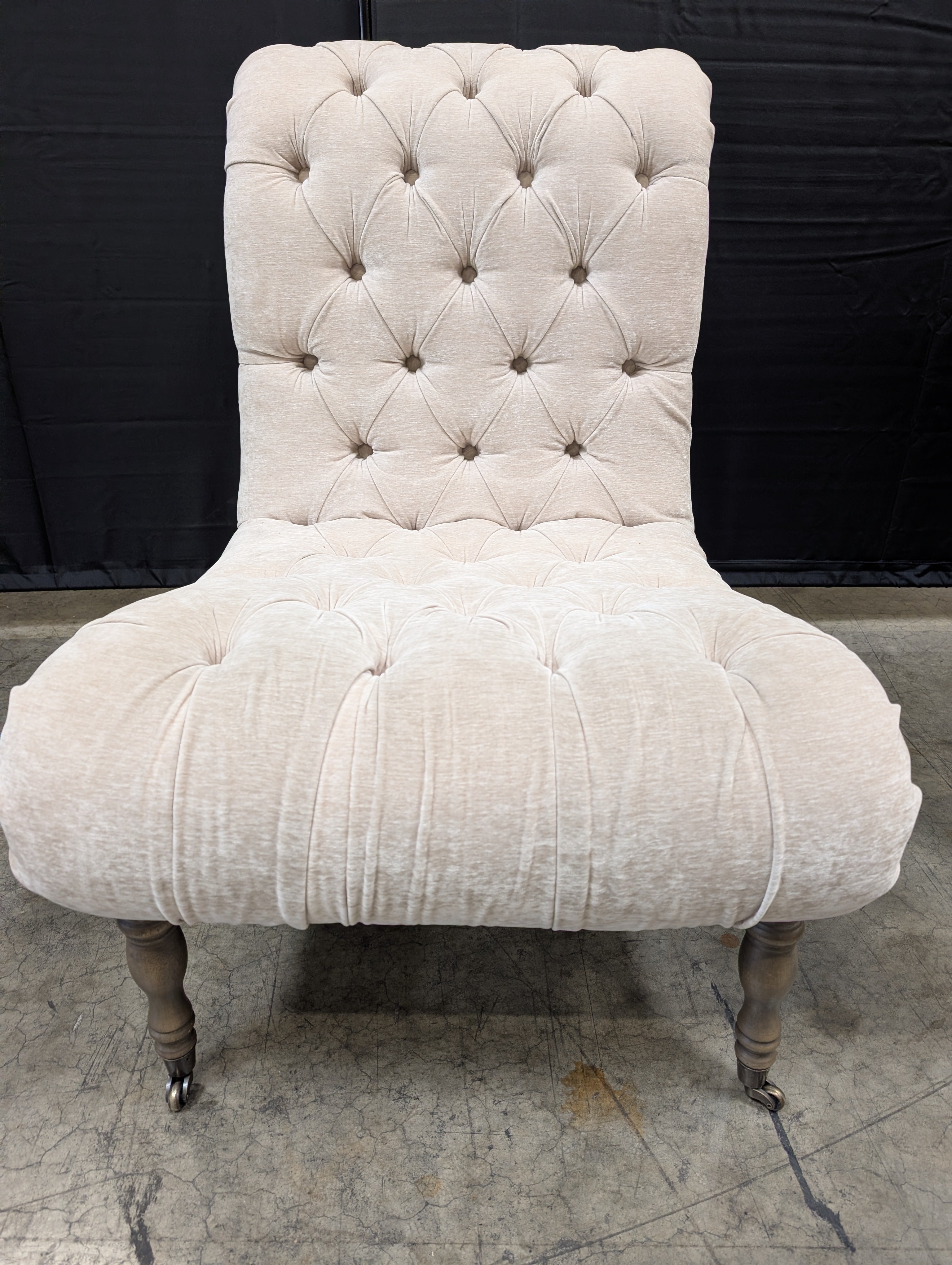 Neutral Tufted Upholstered Armless Accent Chair