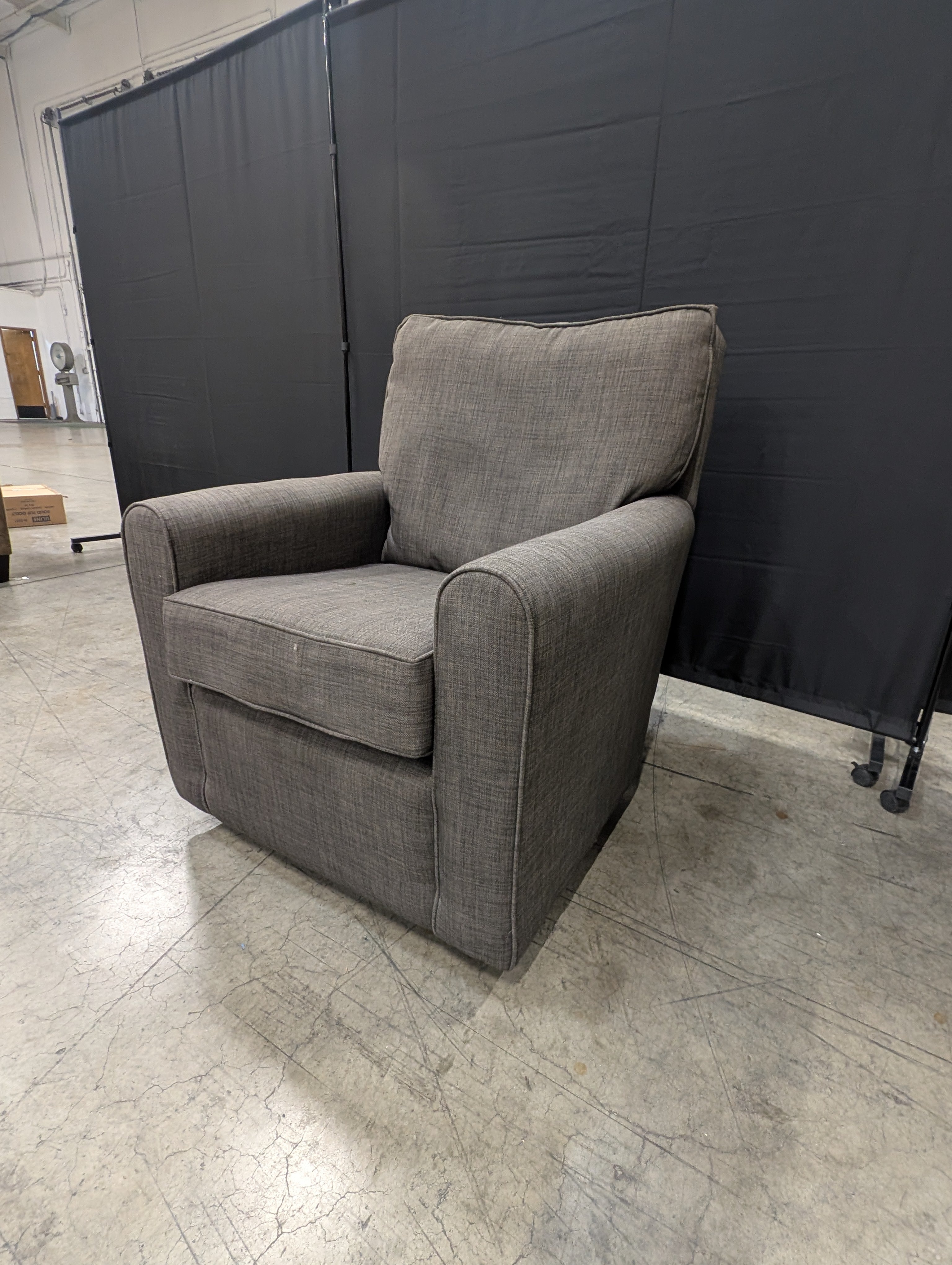 Contemporary Charcoal Grey Upholstered Swivel Armchair