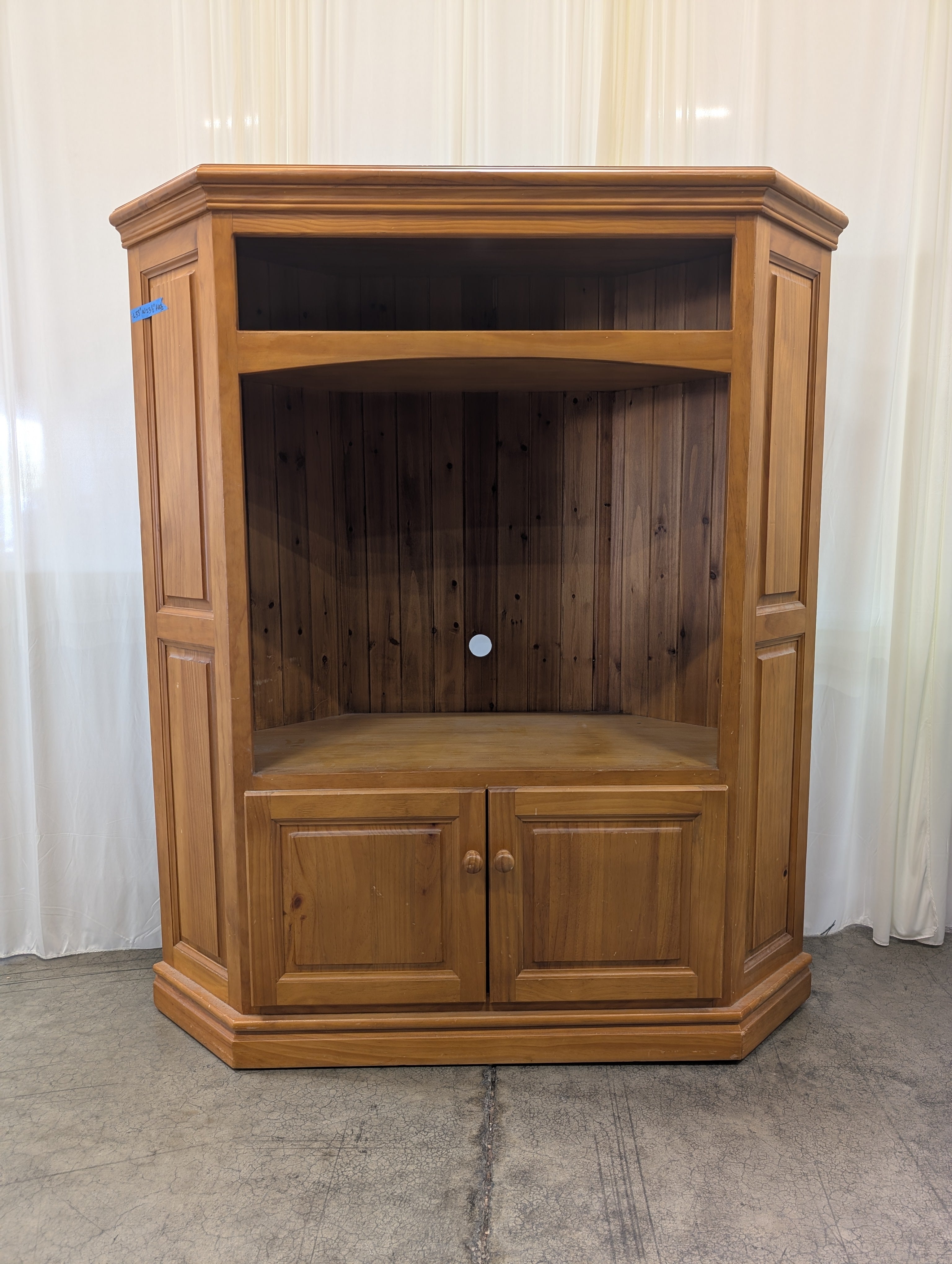 Traditional Corner China Cabinet in Warm Wood