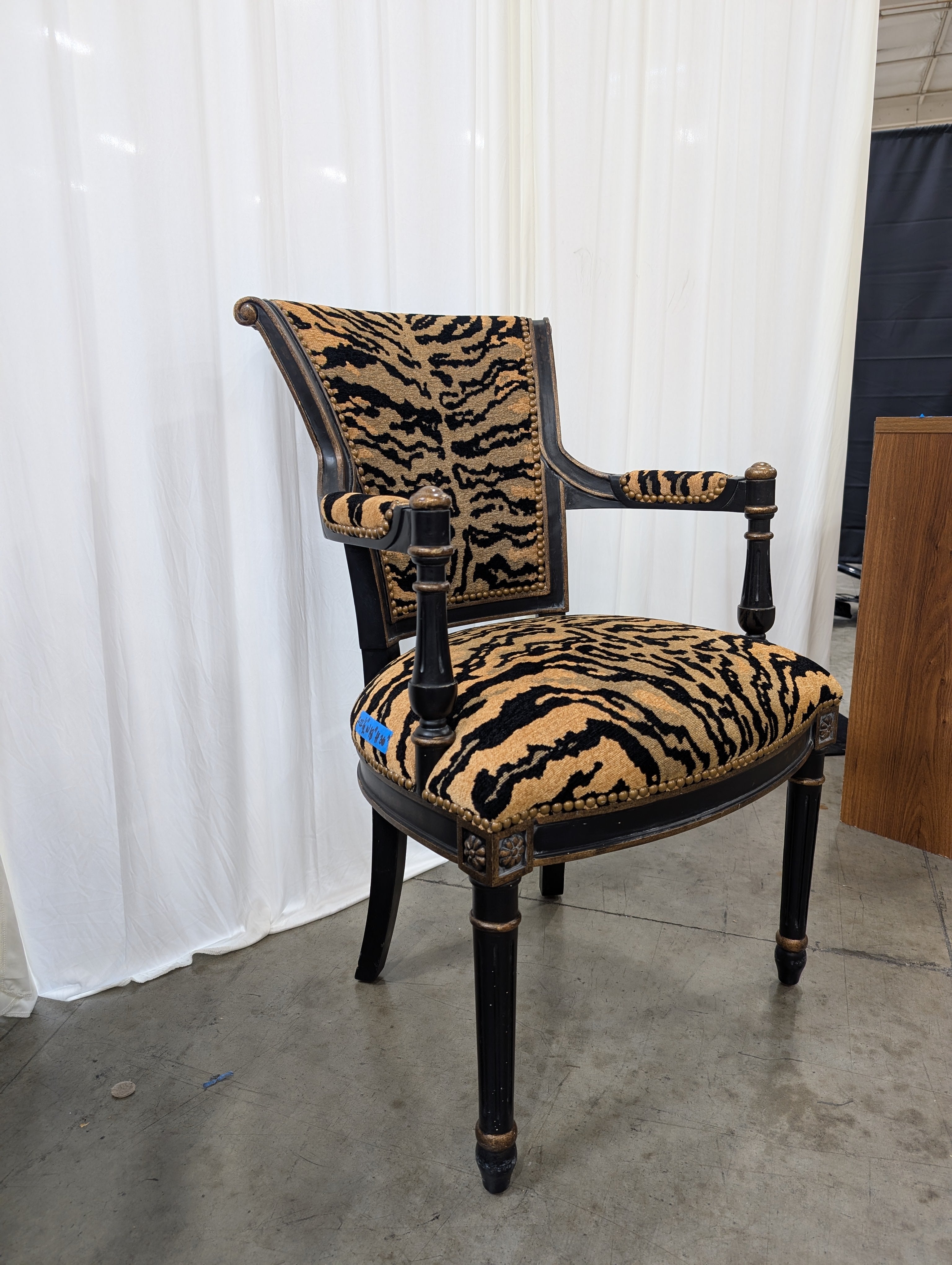 Striking Tiger Print Velvet Armchair with Nailhead Trim