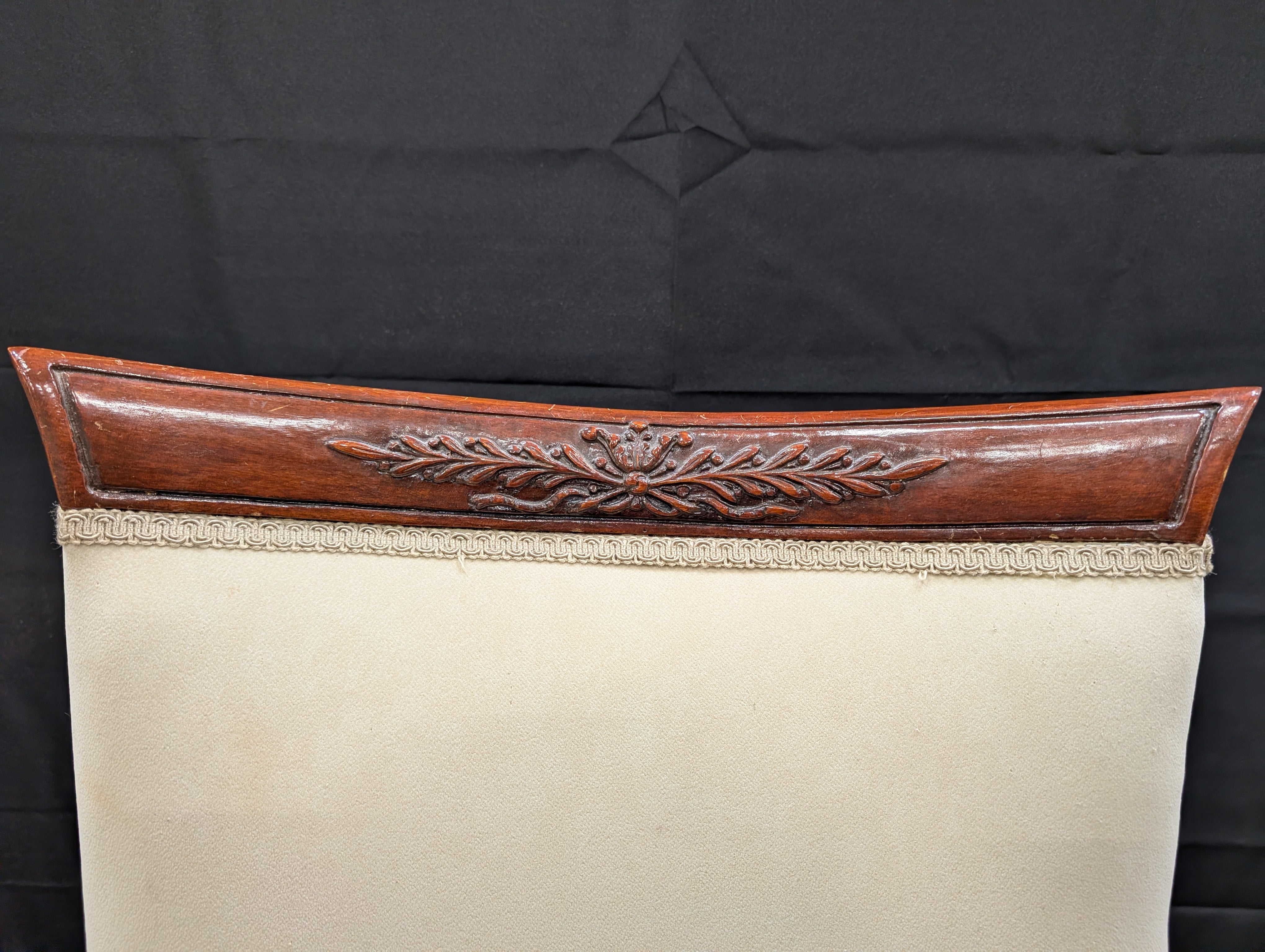 Vintage French Style Carved Wood Upholstered Side Chair