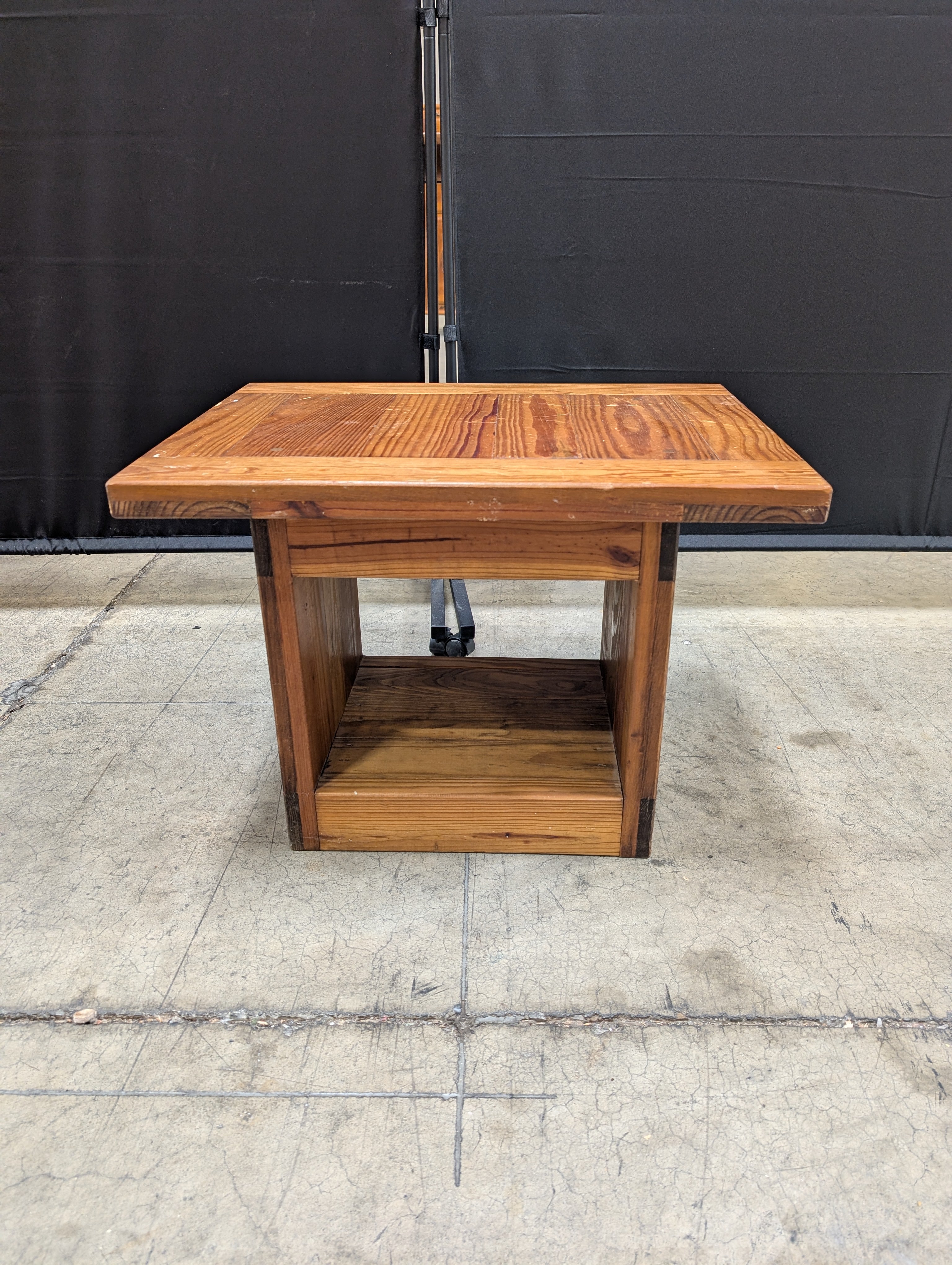 Rustic Wood Side Table with Lower Shelf