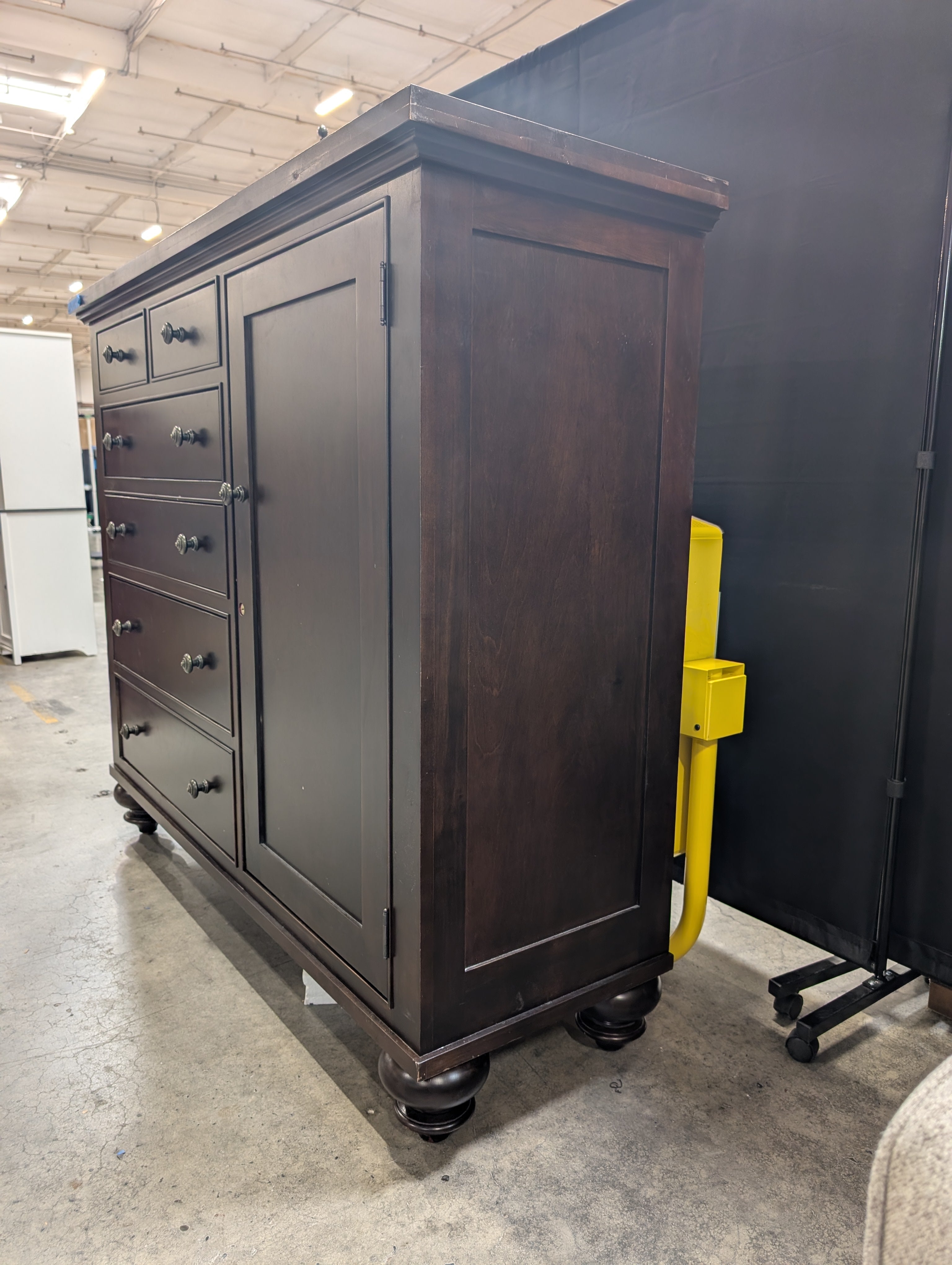 Restoration Hardware Dark Espresso Wood Dresser with Side Cabinet