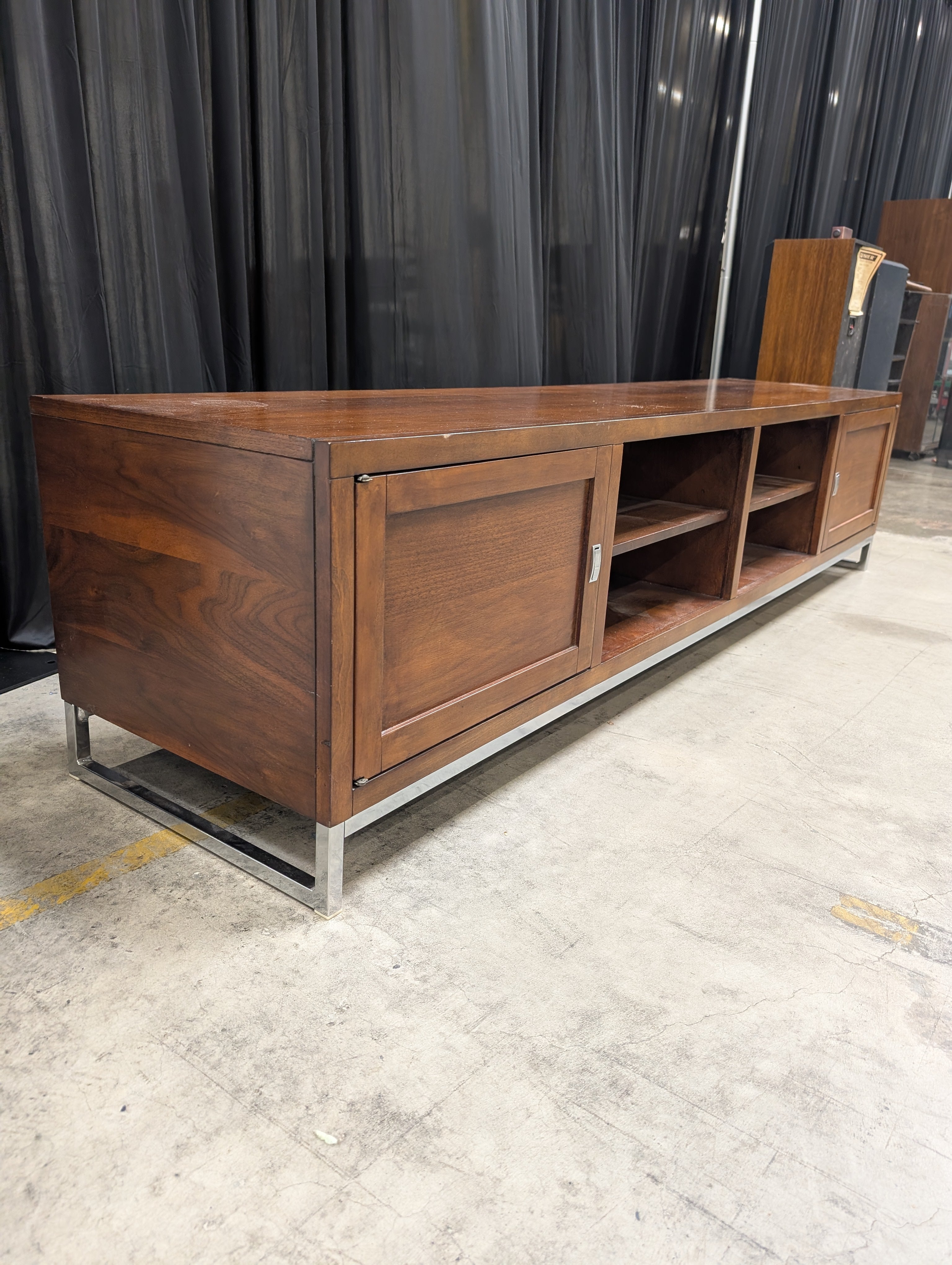 Dark Brown Wood Modern TV Stand with Cabinets