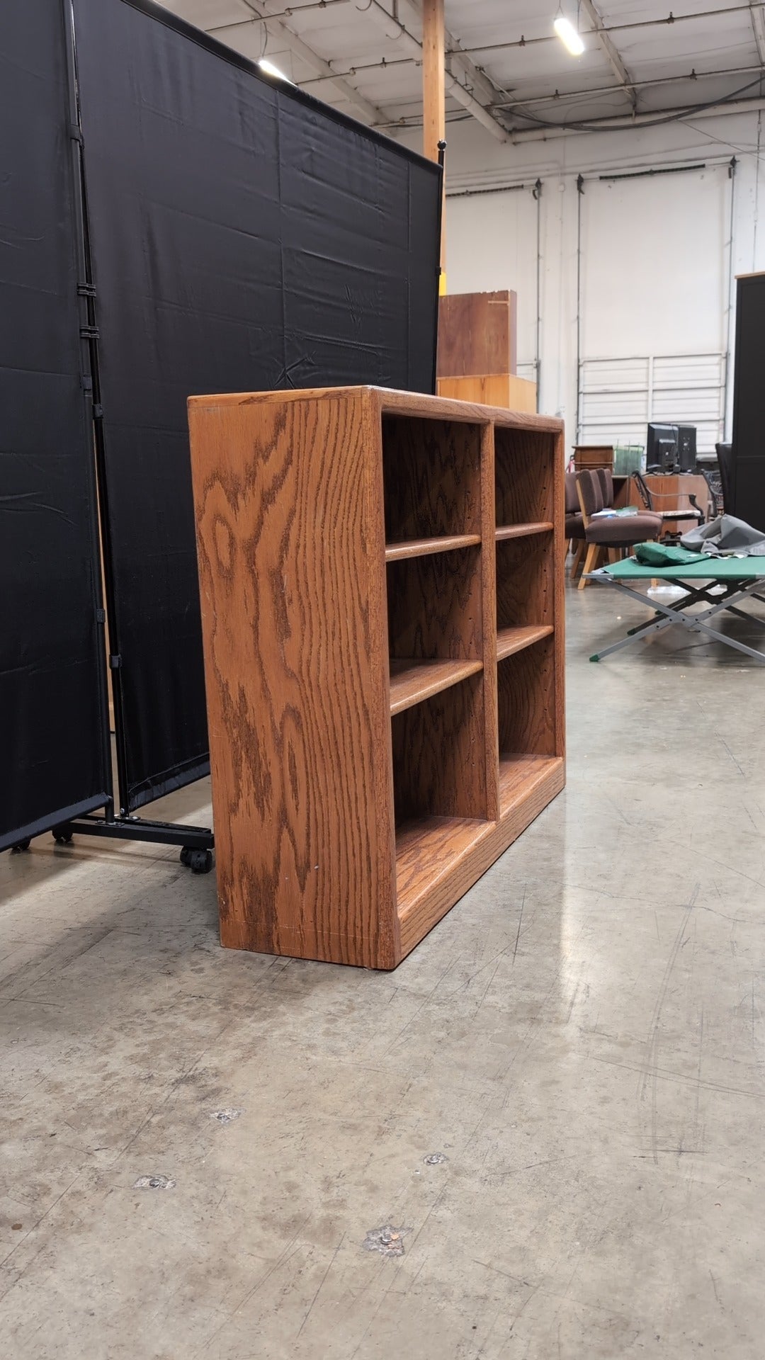 Sturdy Oak Tone Wood Bookcase with Open Shelving